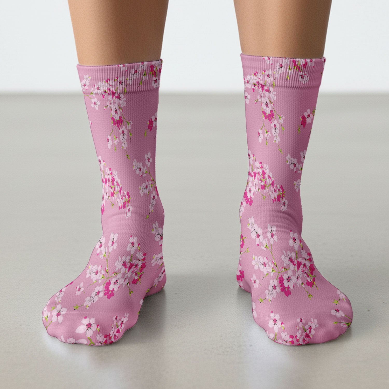 Elegant Cherry Blossom Floral Pattern Socks, Breathable Fabrics Medical Uniform