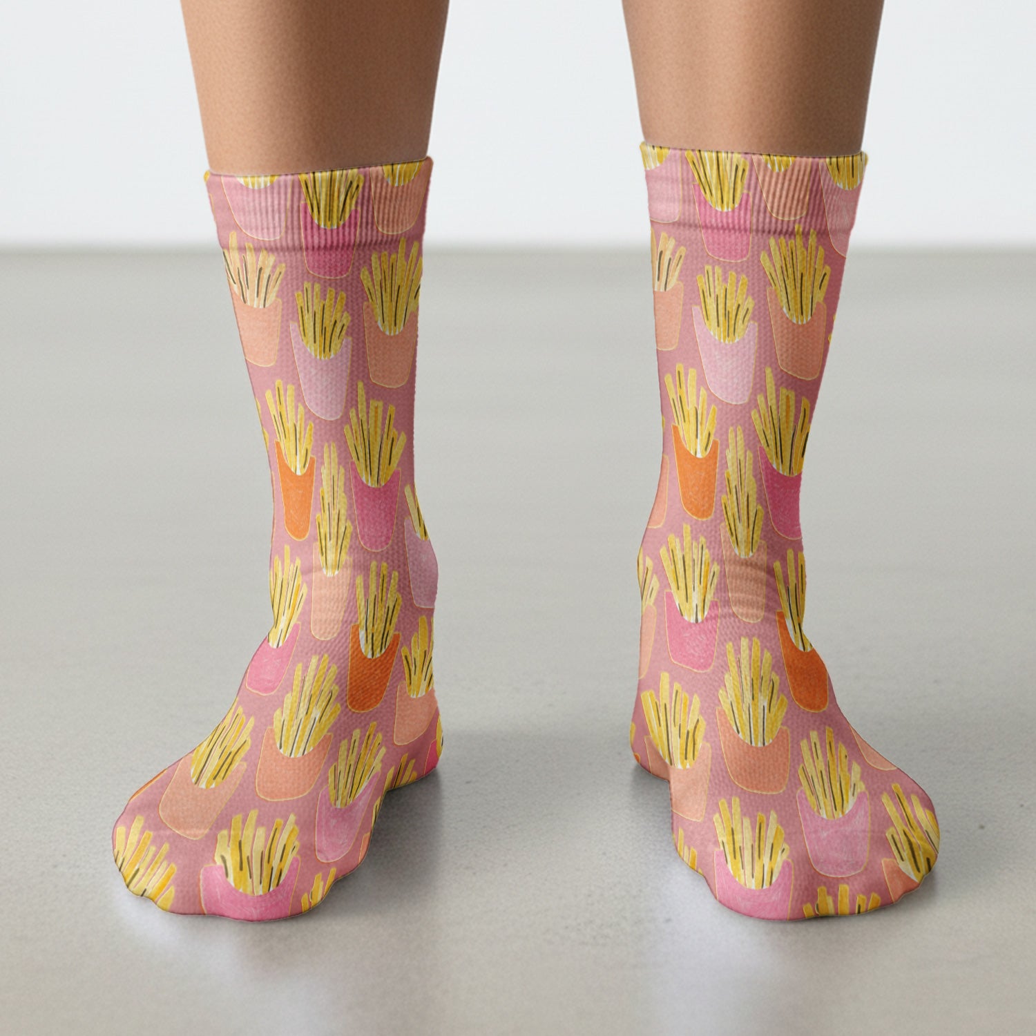 Funny French Fries Snack Food Pattern Socks, Breathable Fabrics Medical Uniform