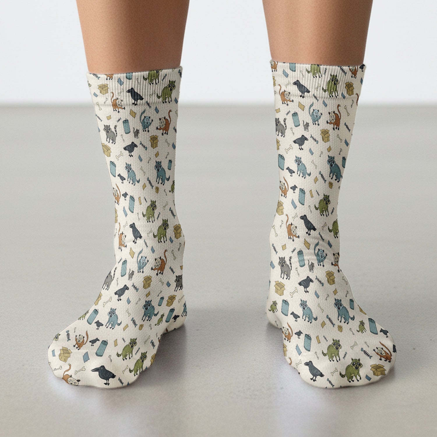 Funny Trash Raccoon Pattern Socks, Adult Socks for Men and Women