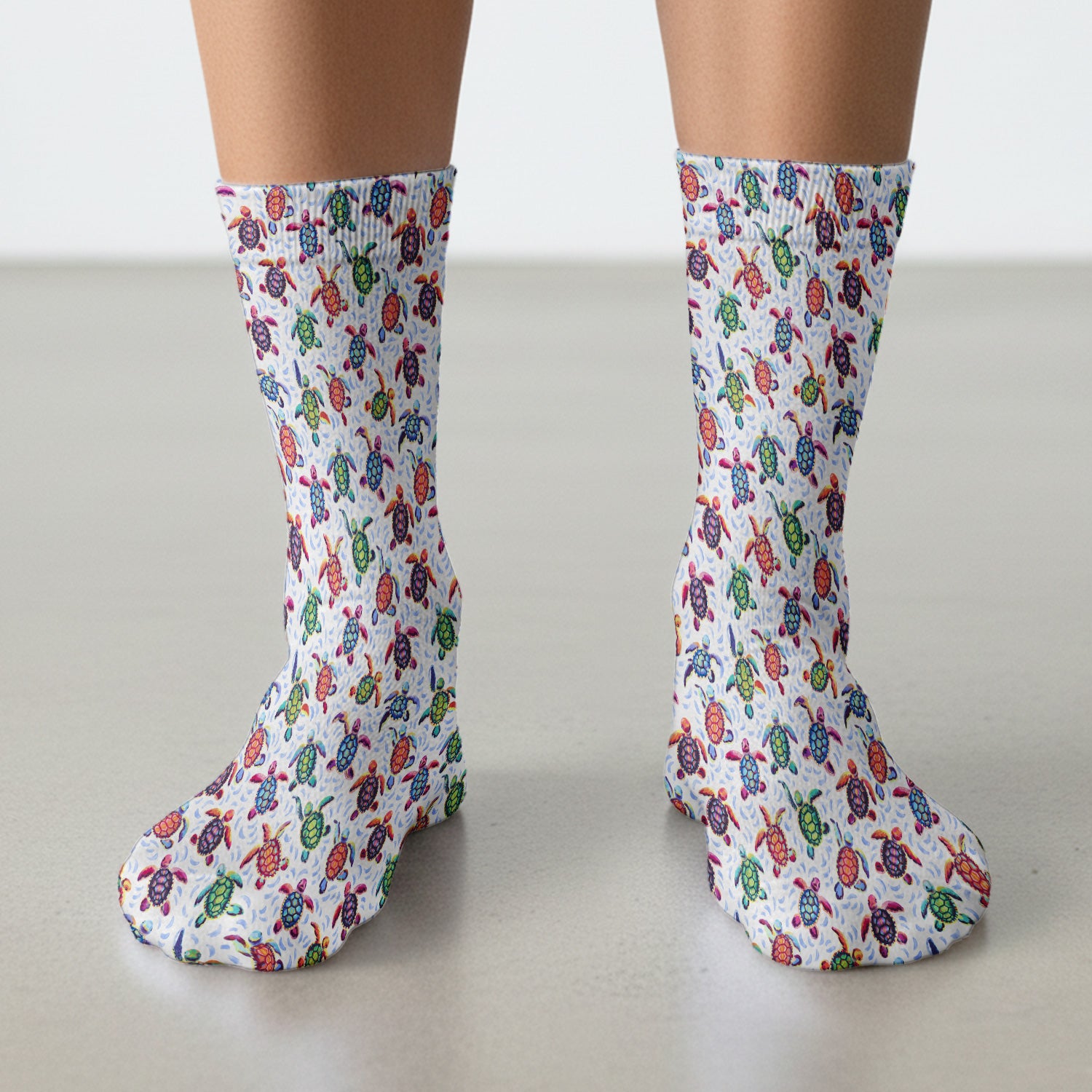 Colorful Sea Turtle Wave Pattern Socks, Adult Socks for Men and Women
