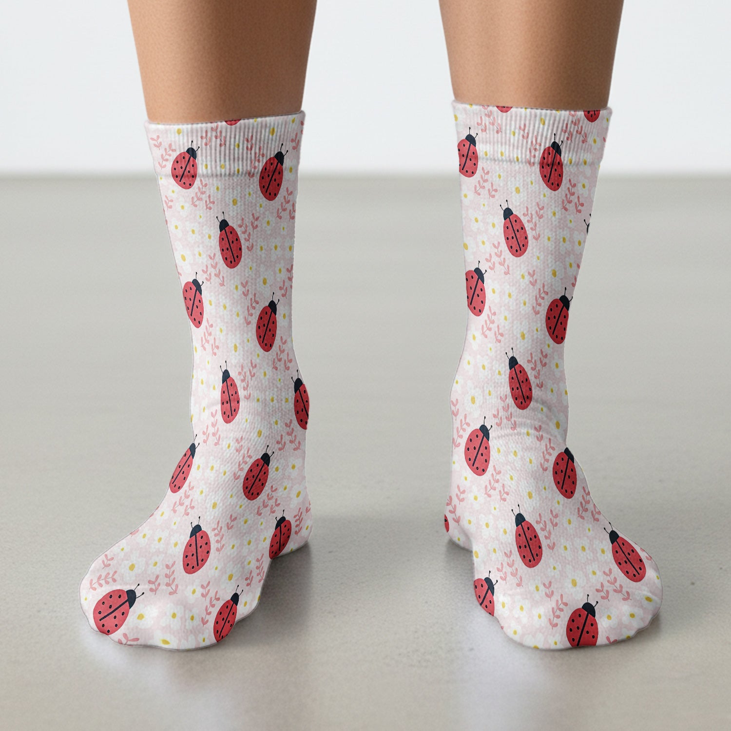 Lovely Ladybug Blossom Garden Print Socks, Socks for Nurse Doctor
