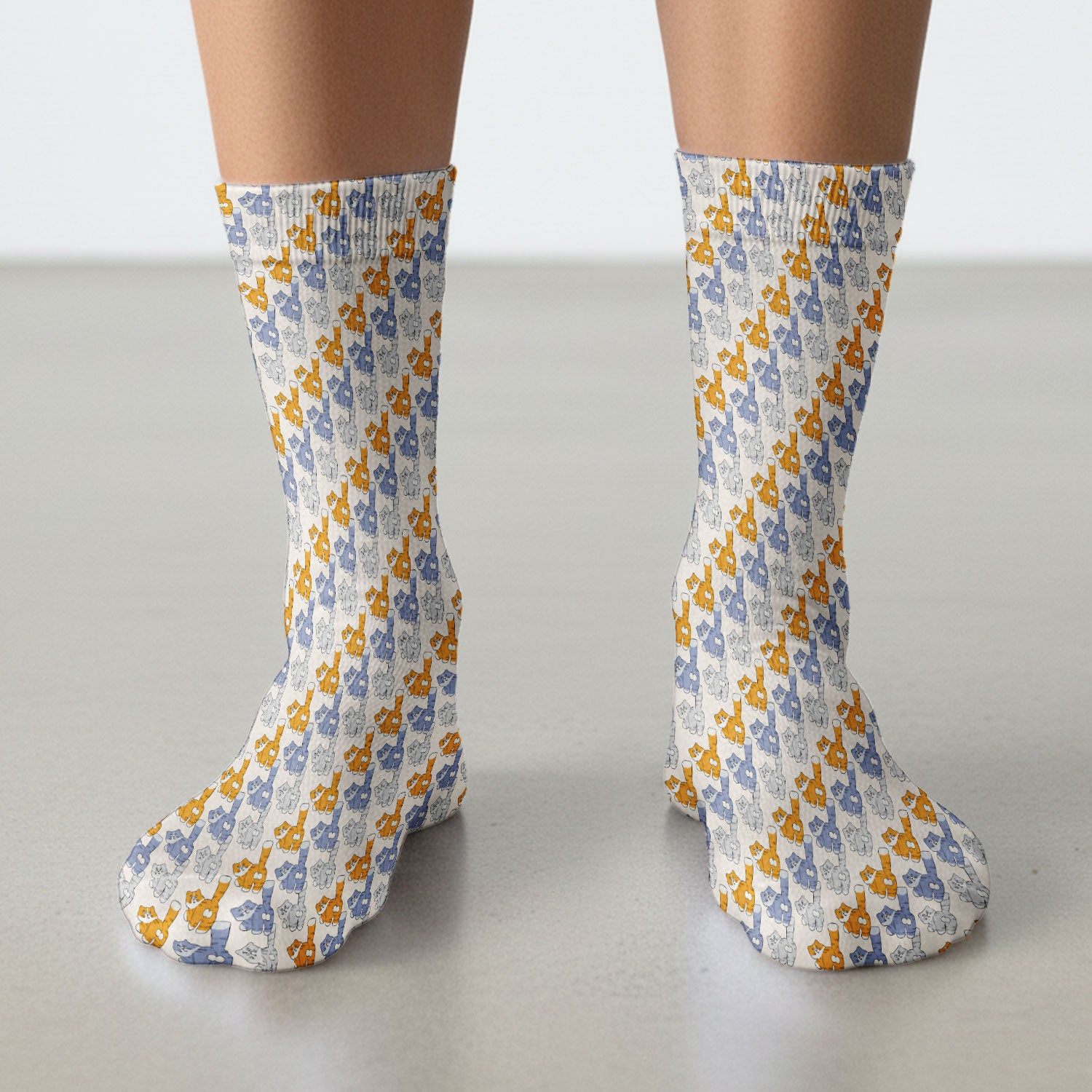 Cute Cartoon Cat Pattern Medical Socks , Adult Socks for Men and Women