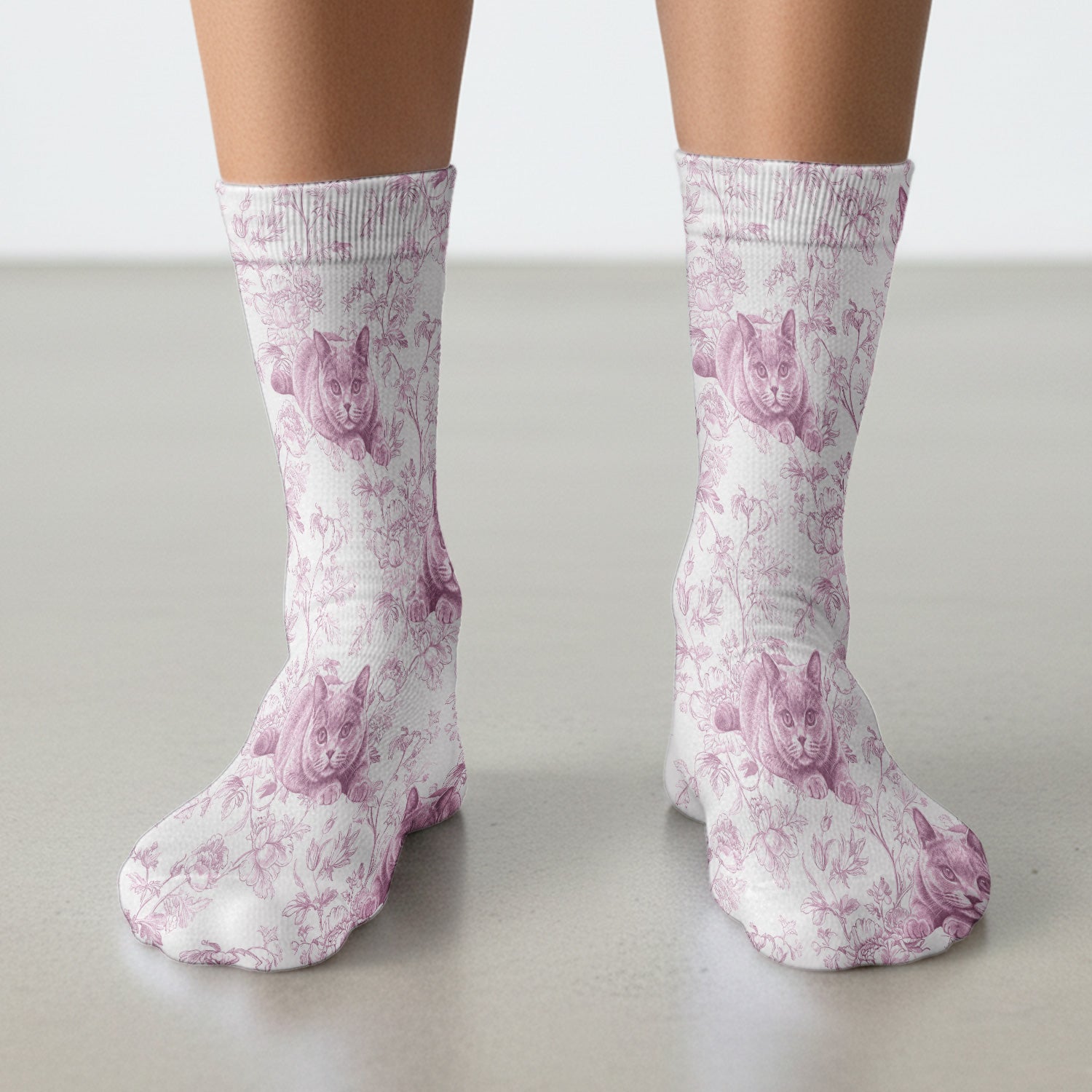 Custom Dog Cat Style Chinoiserie Pattern Socks, Adult Socks for Men and Women
