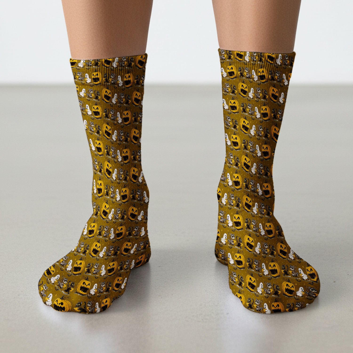 Spooky Halloween Woodland Critters Pattern Socks, Adult Socks for Men and Women
