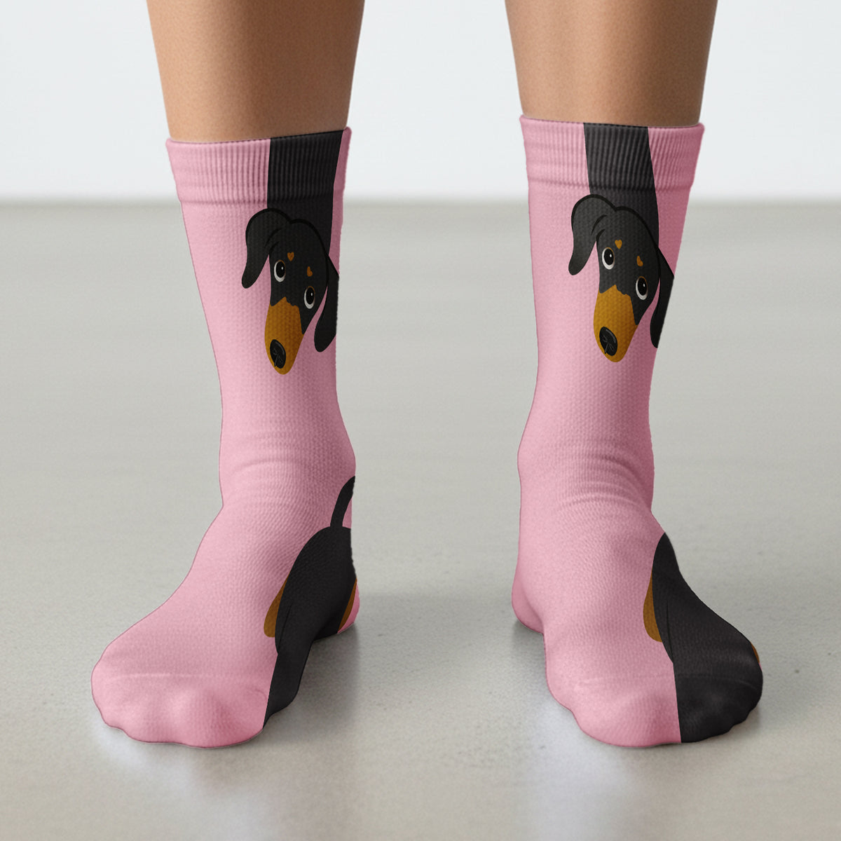 Cute Peekaboo Dachshund Dog Socks, Adult Socks for Men and Women