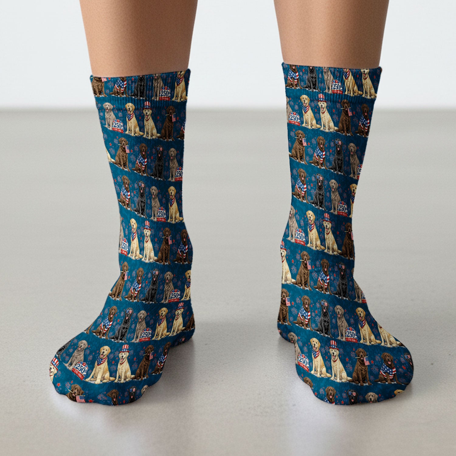 4th of July Labrador Dog Patriotic Print Socks, Breathable Fabrics Medical Uniform