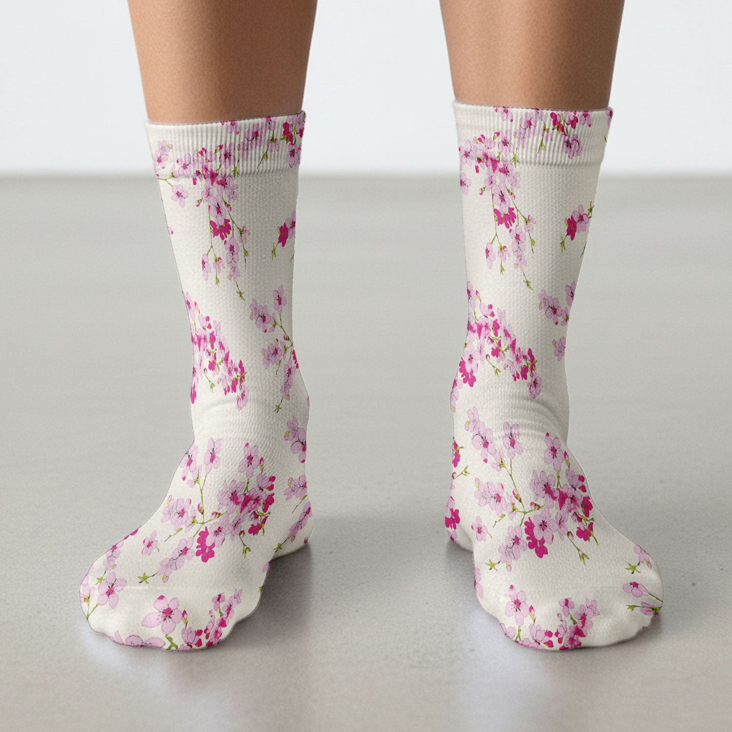 Elegant Cherry Blossom Floral Pattern Socks, Breathable Fabrics Medical Uniform