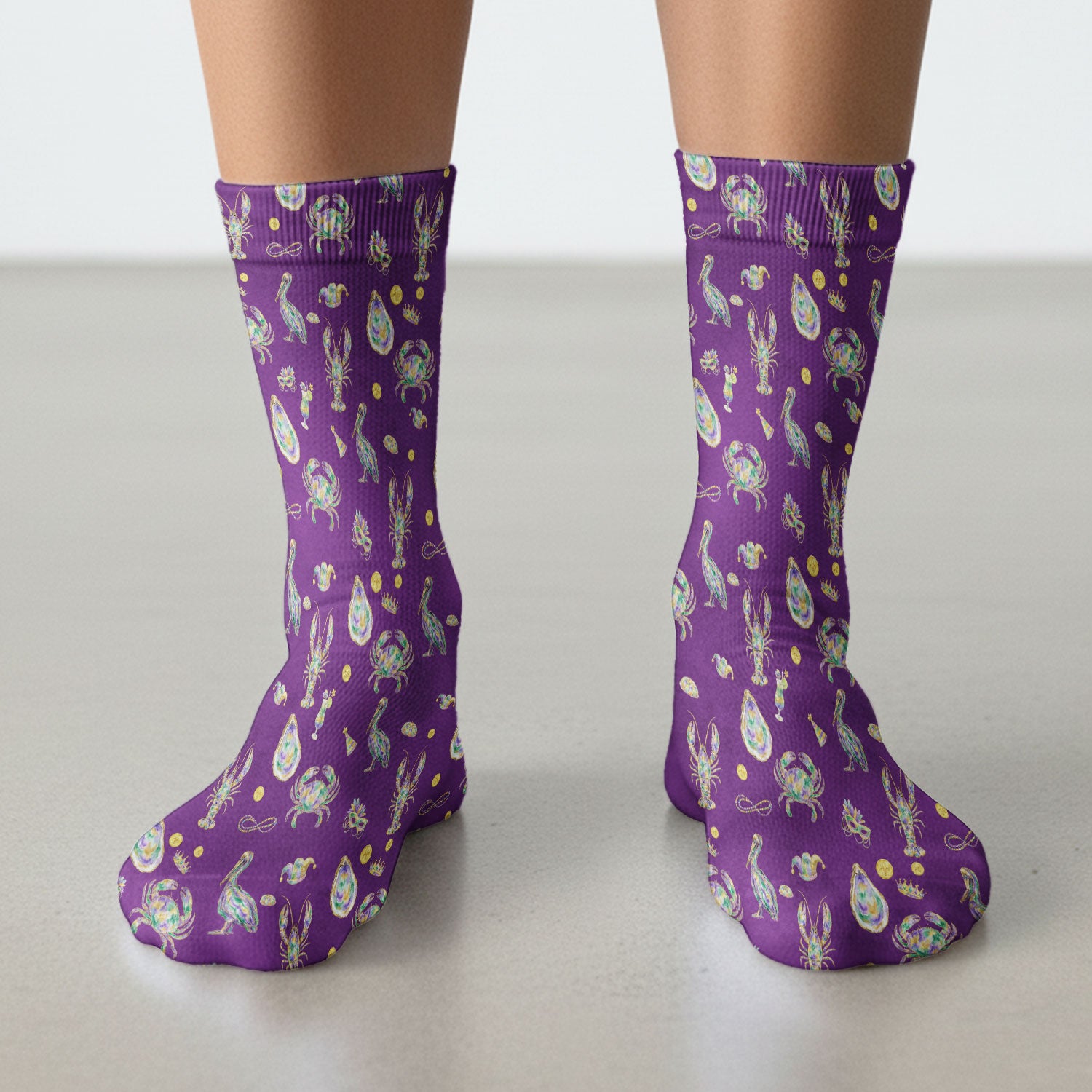 Mardi Gras Seafood Nurse Scrub Socks, Comfortable Uniform Scrubs For Nursing