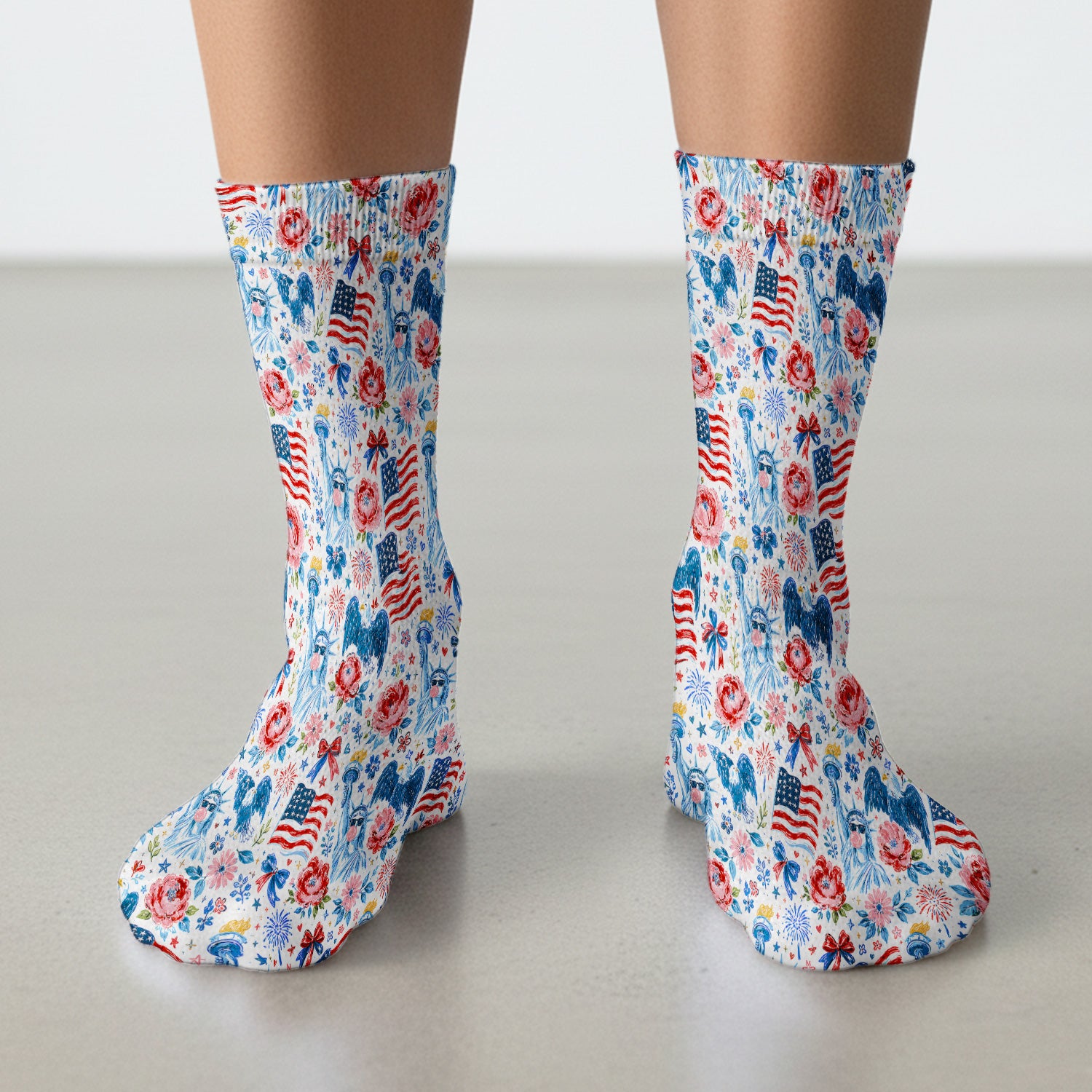 Patriotic Liberty Nurse Pattern Socks, Adult Socks for Men and Women