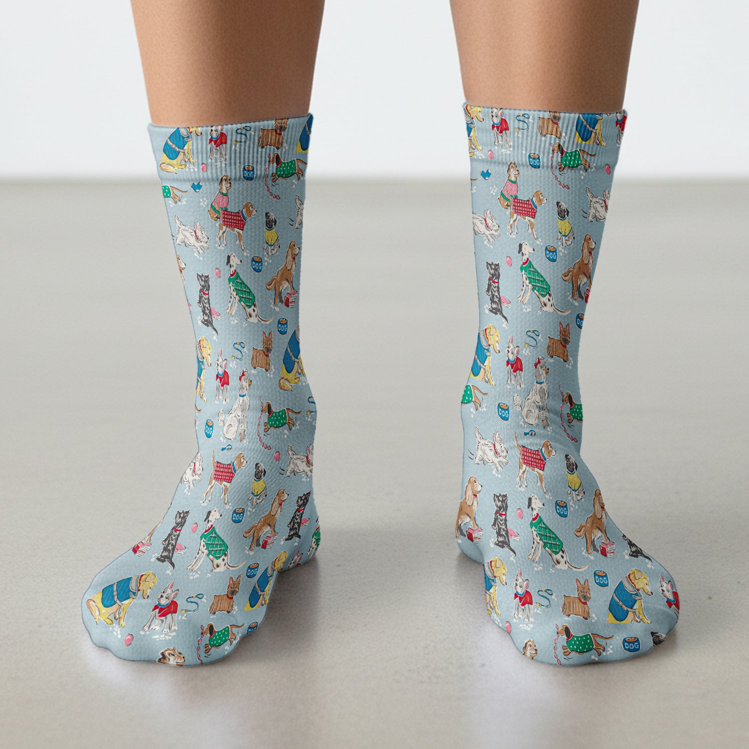 Cute Dog Wearing Sweater Playing Ball Pattern Nurse Socks, Socks for Nurse Doctor