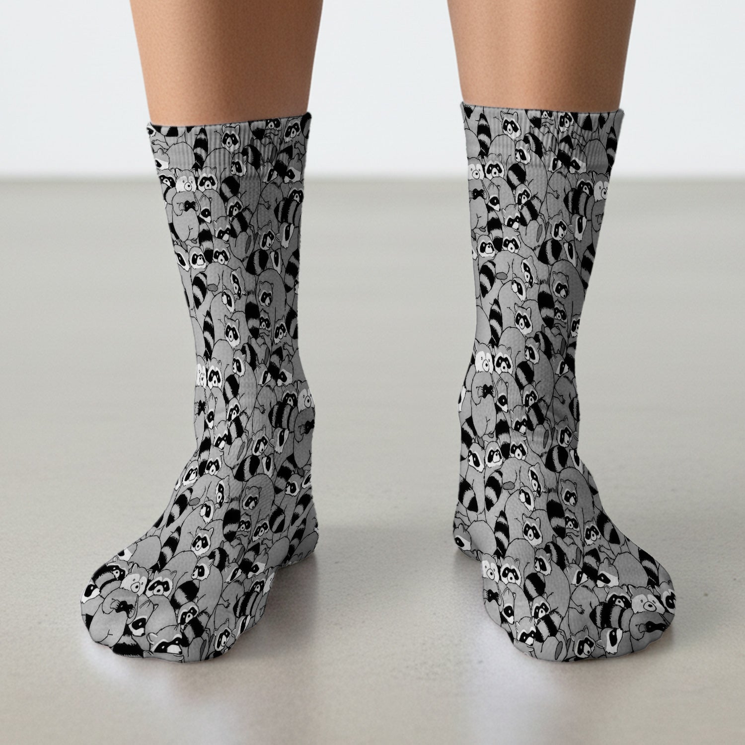 Cute Nurse Raccoon Crowd Pattern Socks, Adult Socks for Men and Women