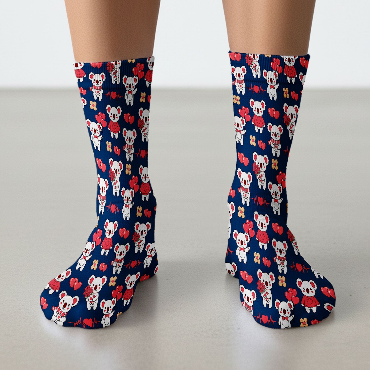 Sweet Koala Valentine Medical Design Socks, Breathable Fabrics Uniform