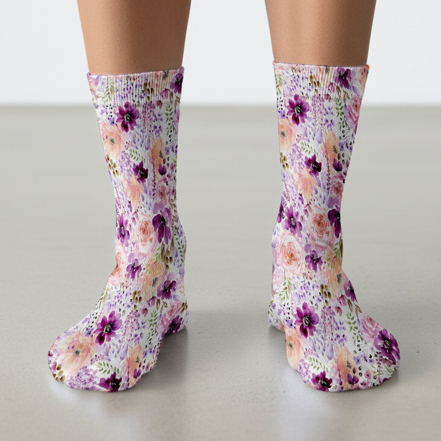 Elegant Watercolor Floral Bloom Socks, Adult Socks for Men and Women