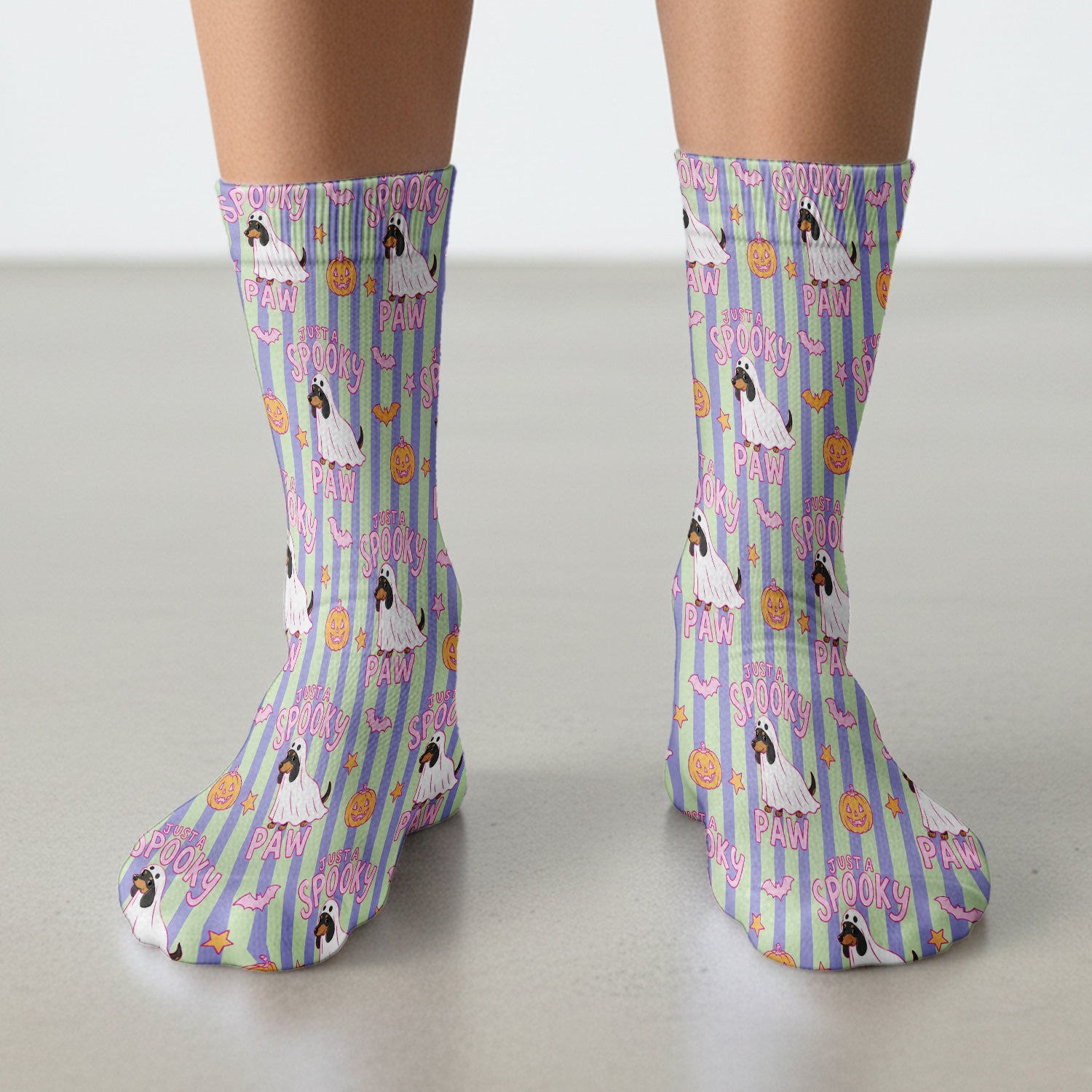 Just A Spooky Dachshund Paw Print Socks, Adult Socks for Men and Women