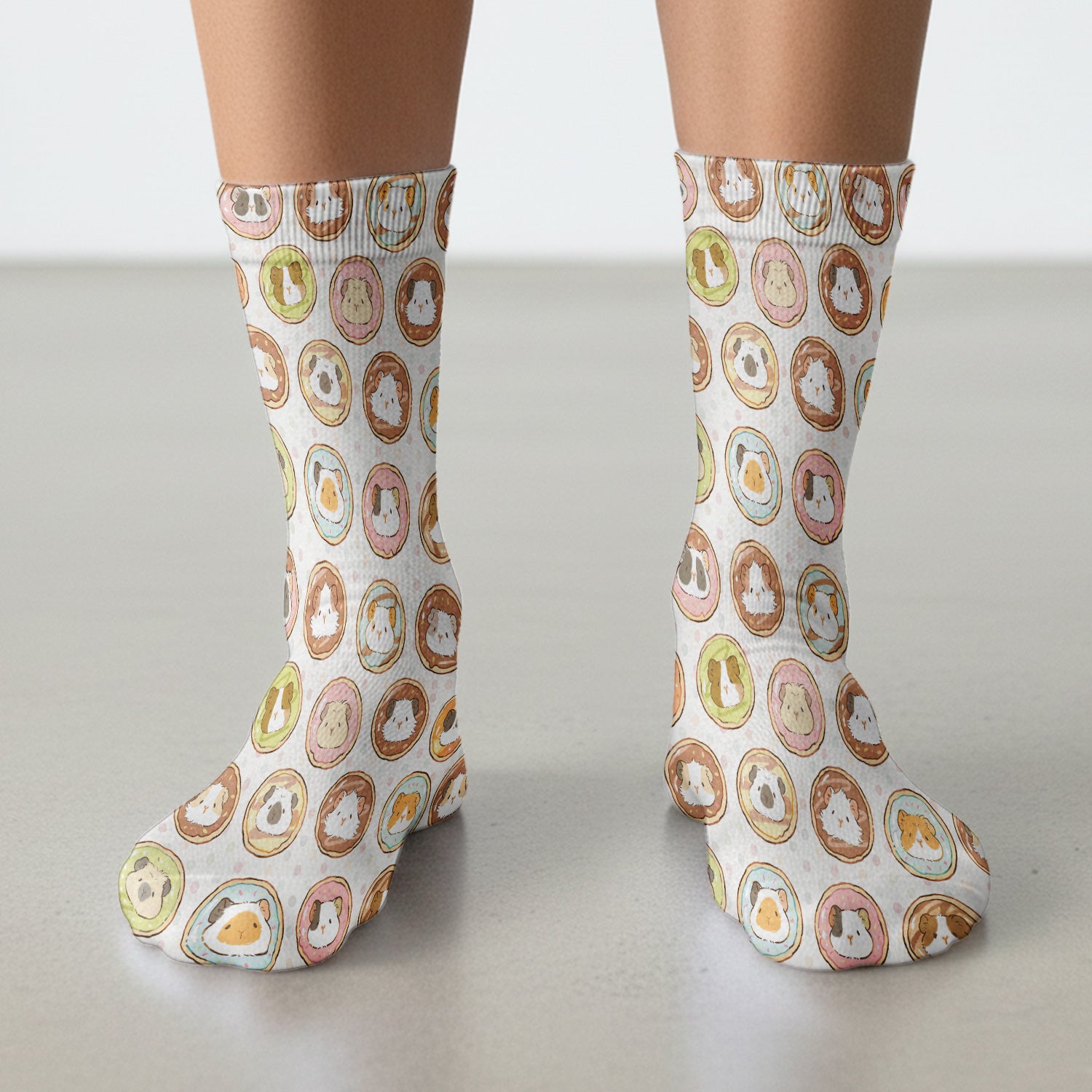 Cute Guinea Pig Donut Circle Pattern Nurse Socks, Socks for Nurse Doctor