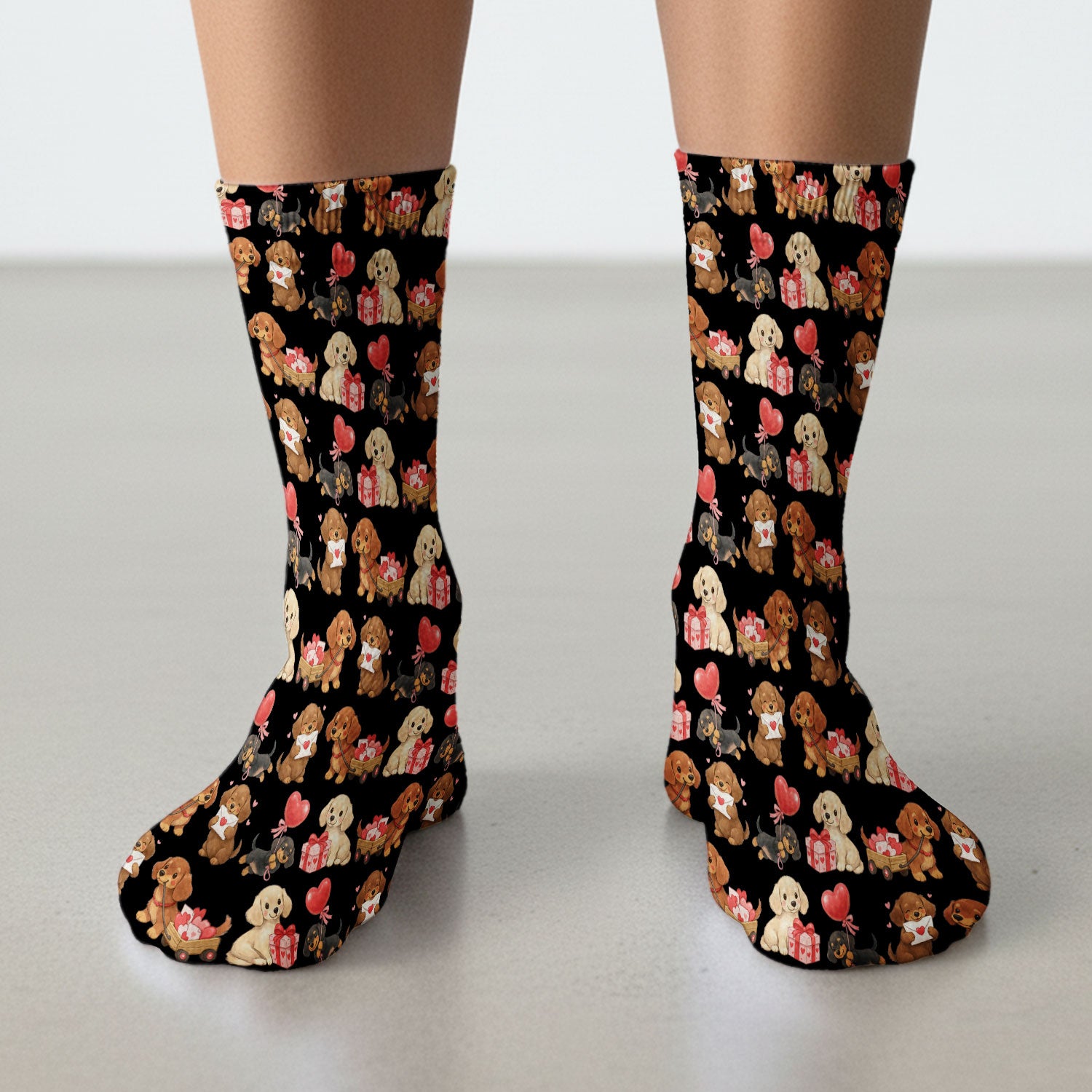 Cute Dachshund Nurse Scrub Socks For Nurses, Wiener Dog Pattern Nurse Sock, Breathable Fabrics Nursing Uniform