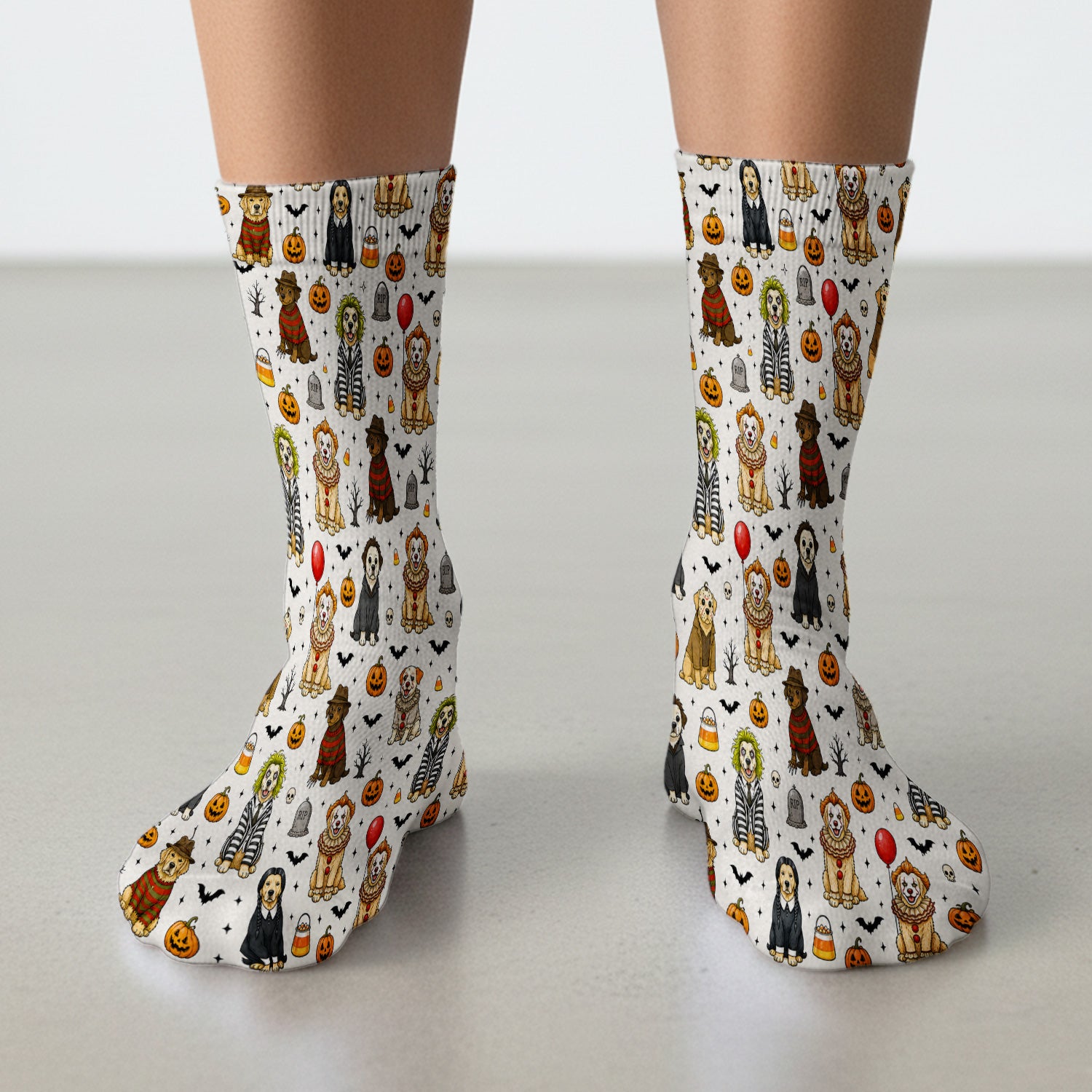 Funny Halloween Dog Pattern Socks, Adult Socks for Men and Women