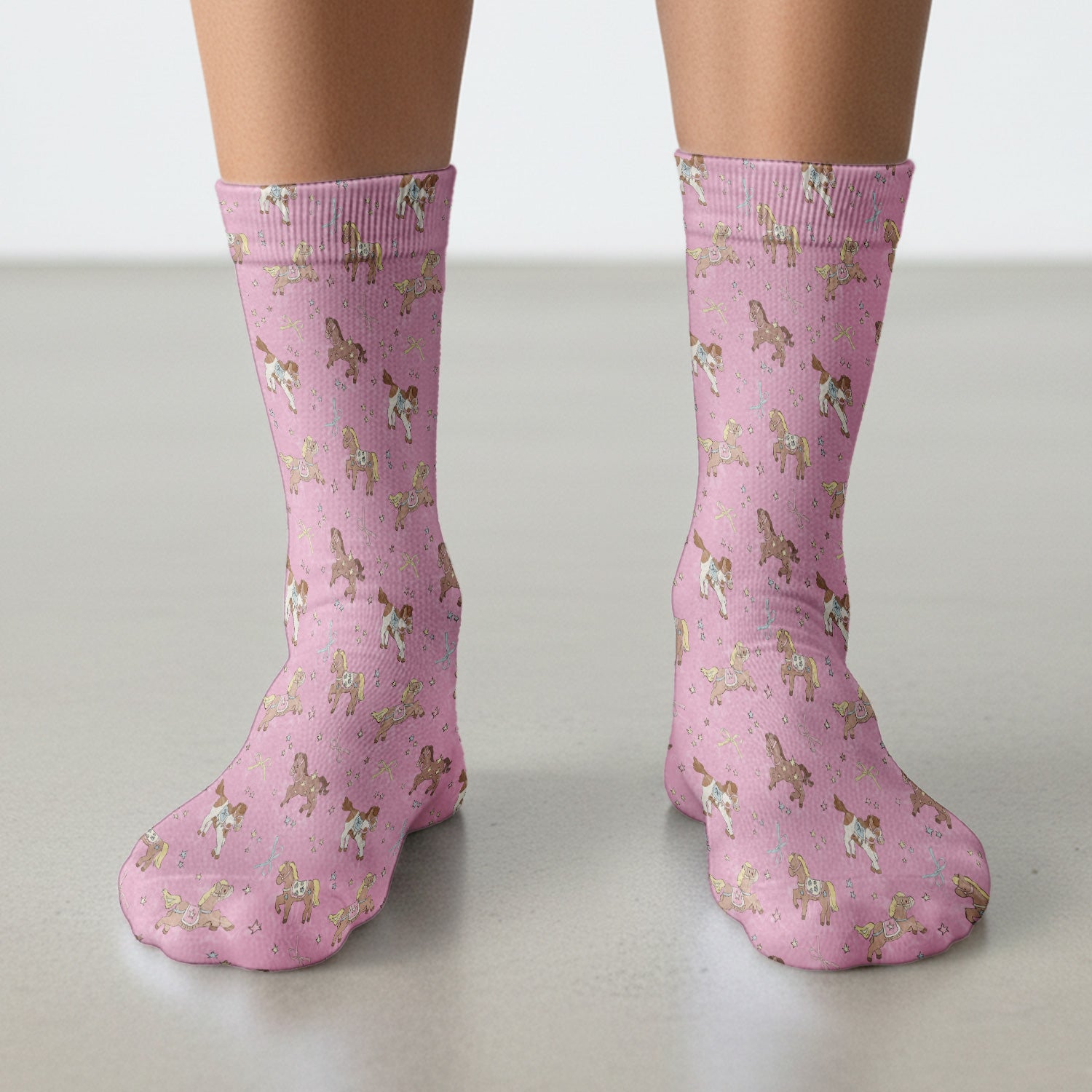 Cute Pony Star Pattern Socks, Breathable Fabrics Medical Uniform
