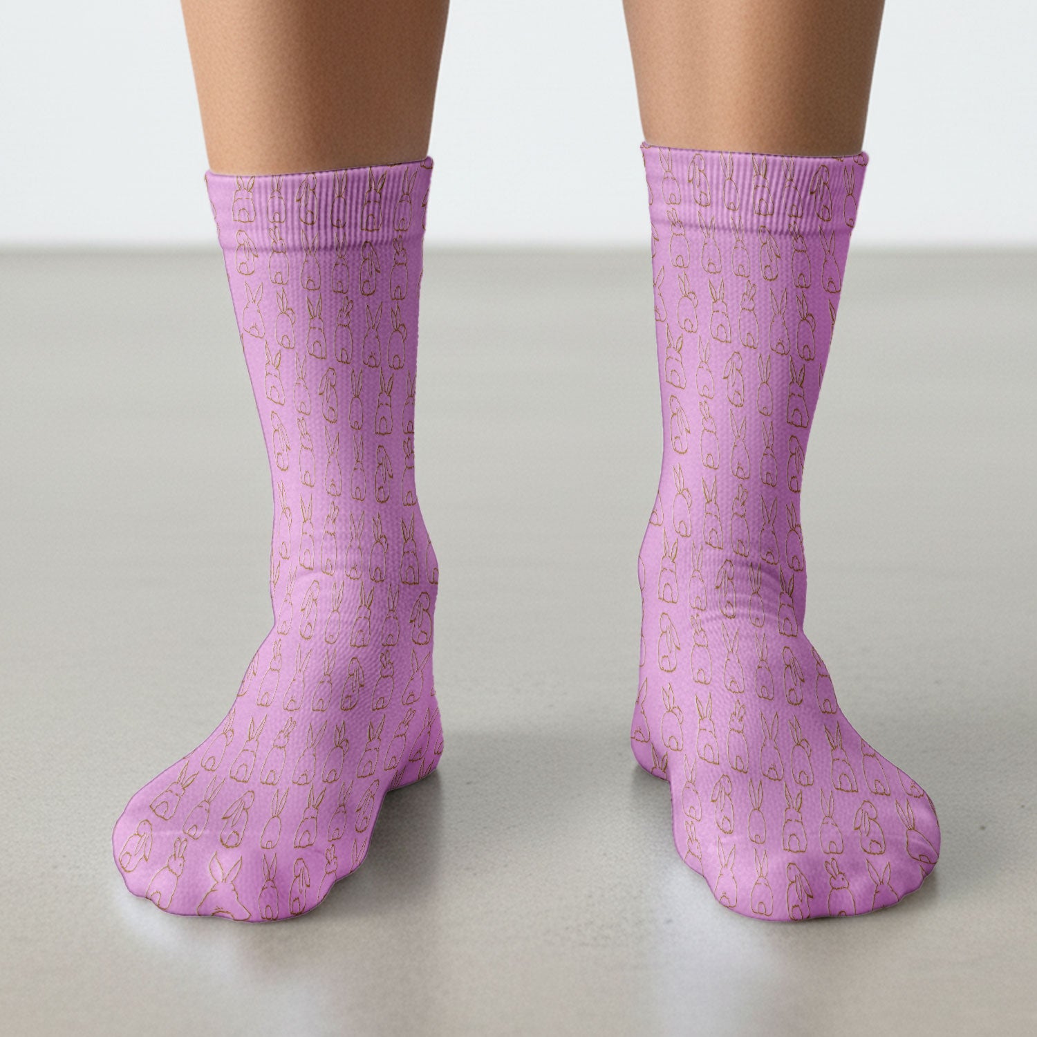Cartoon Bunny Line Art Pattern Medical Socks, Breathable Fabrics Medical Uniform