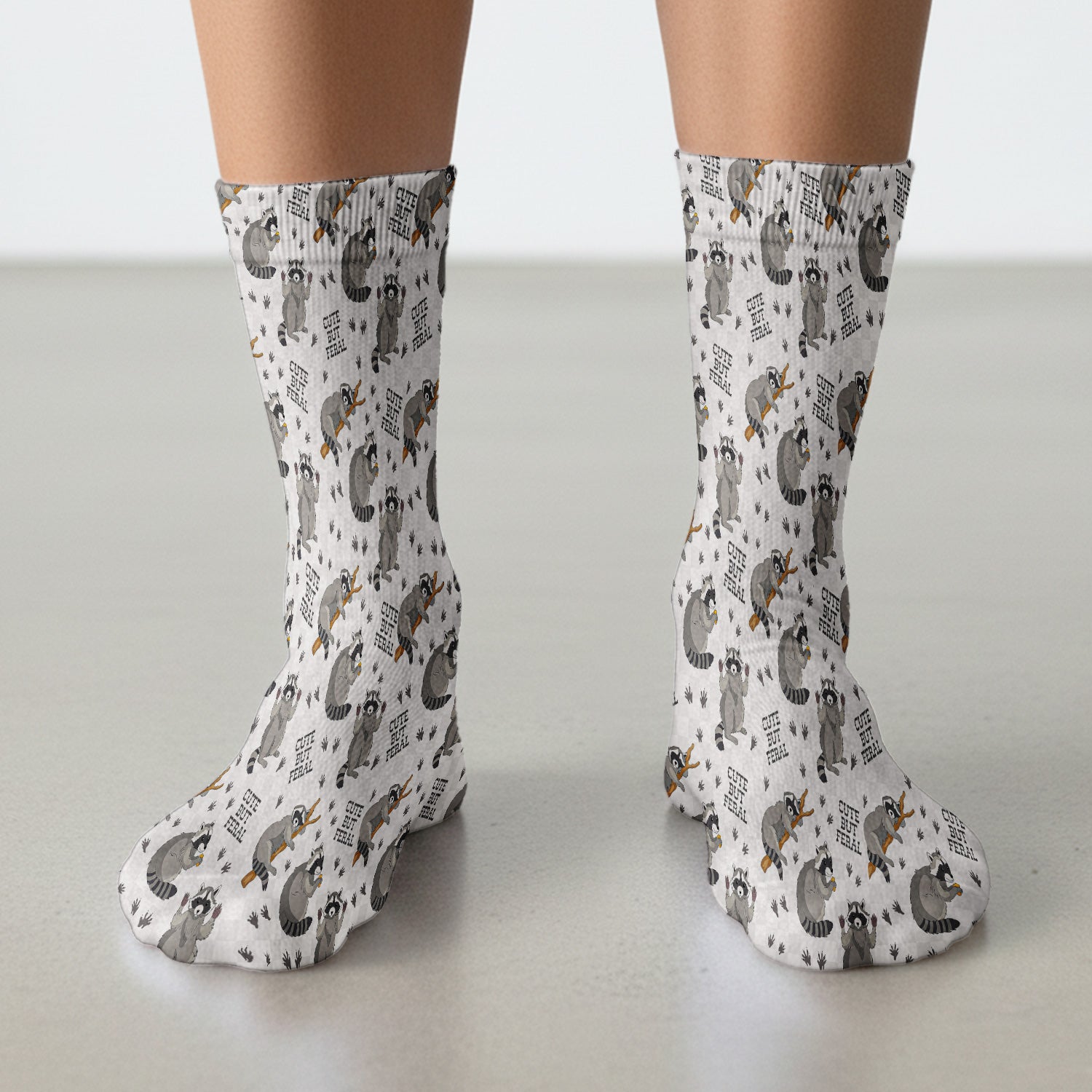 Funny Feral Raccoon Pattern Socks, Adult Socks for Men and Women
