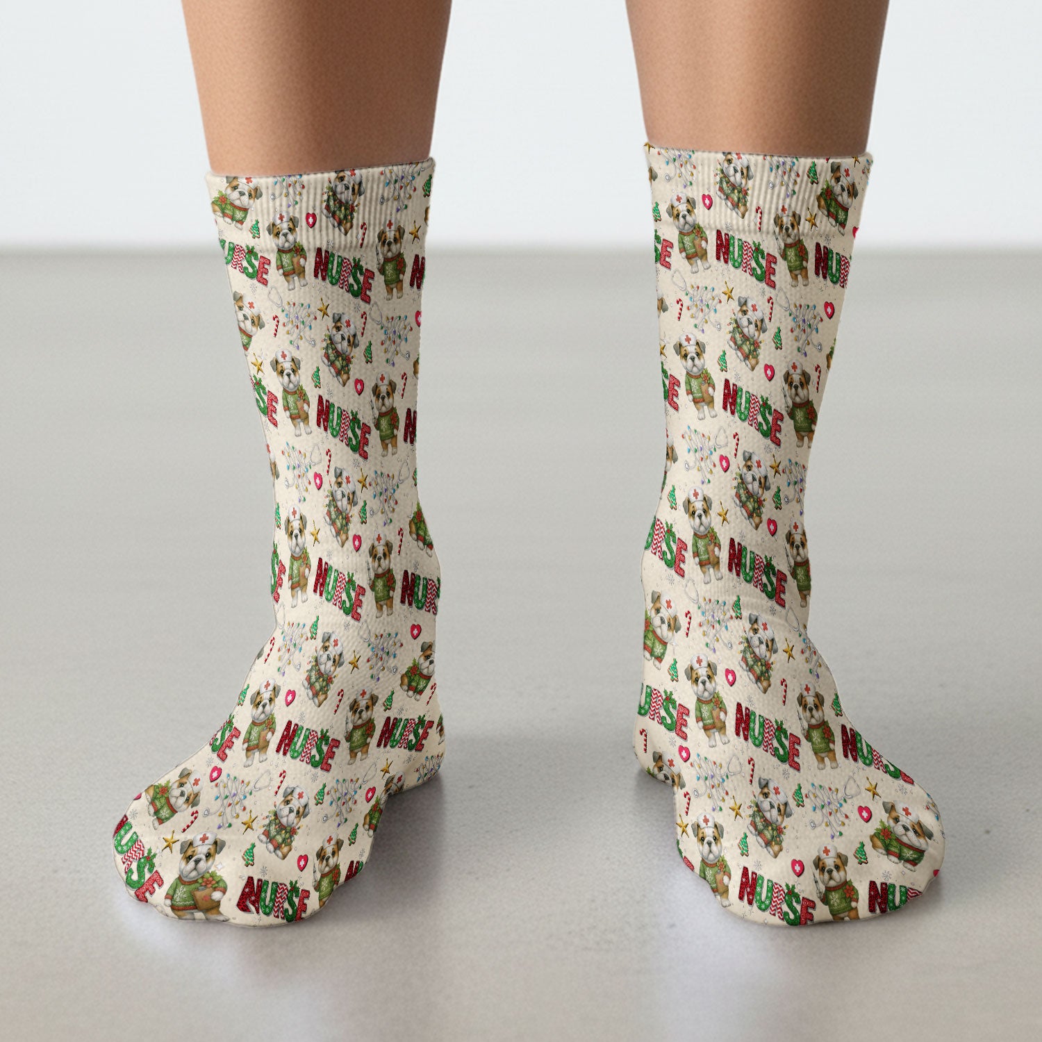 Bulldog Socks for Nurse Doctor - Adult Socks for Men and Women - Breathable Fabrics Medical Uniform