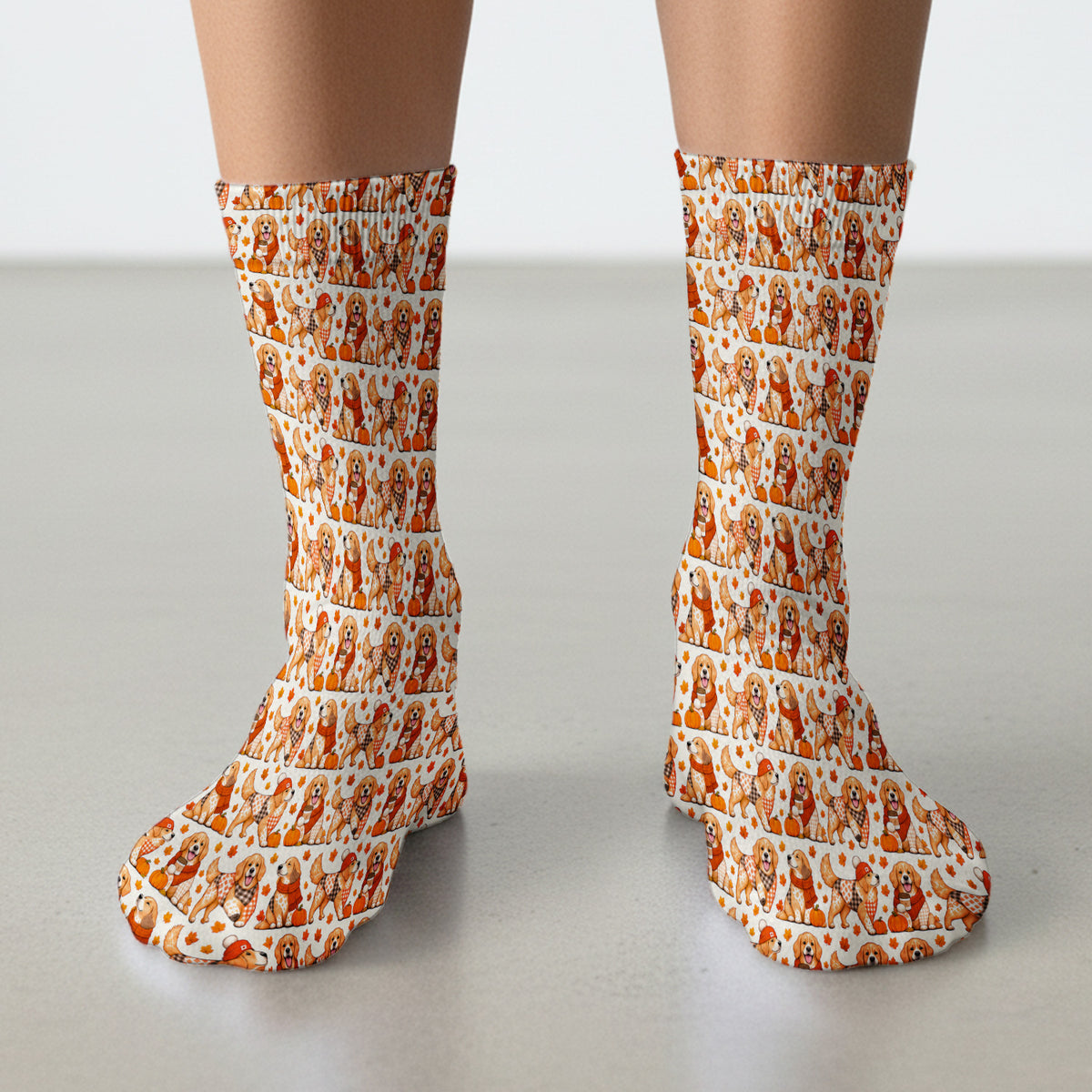 Fall Golden Retriever And Pumpkin Socks, Adult Socks for Men and Women