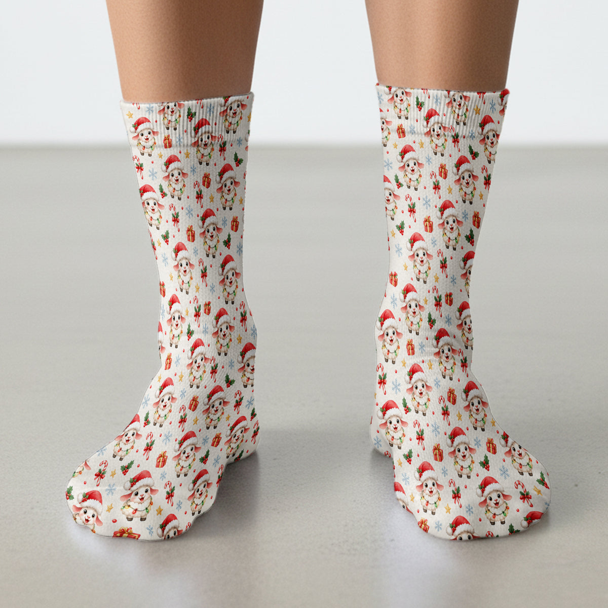 Christmas Lamb With Lights Socks, Adult Socks for Men and Women