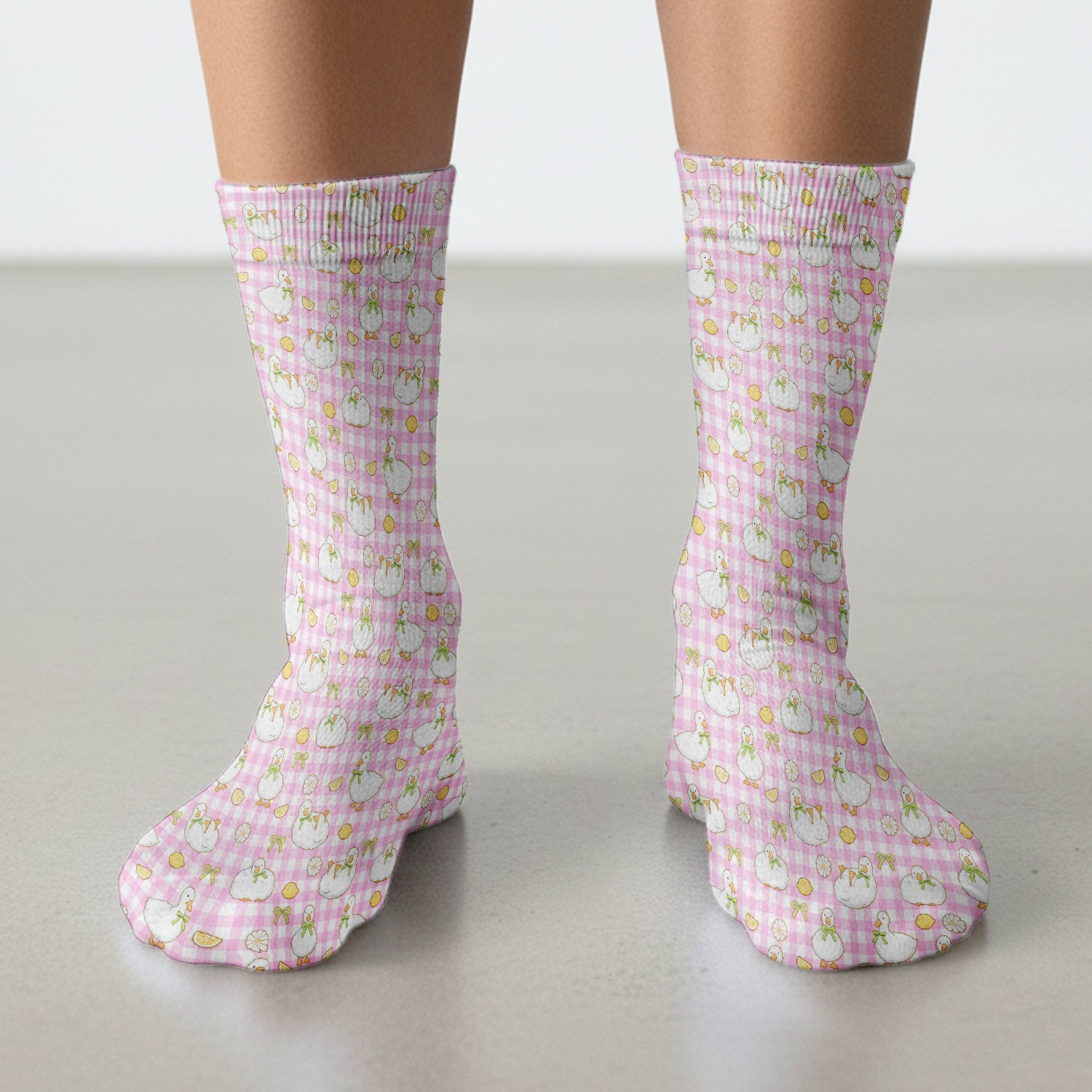 Adorable Ducks Lemon Daisy Pattern Socks, Socks for Nurse Doctor