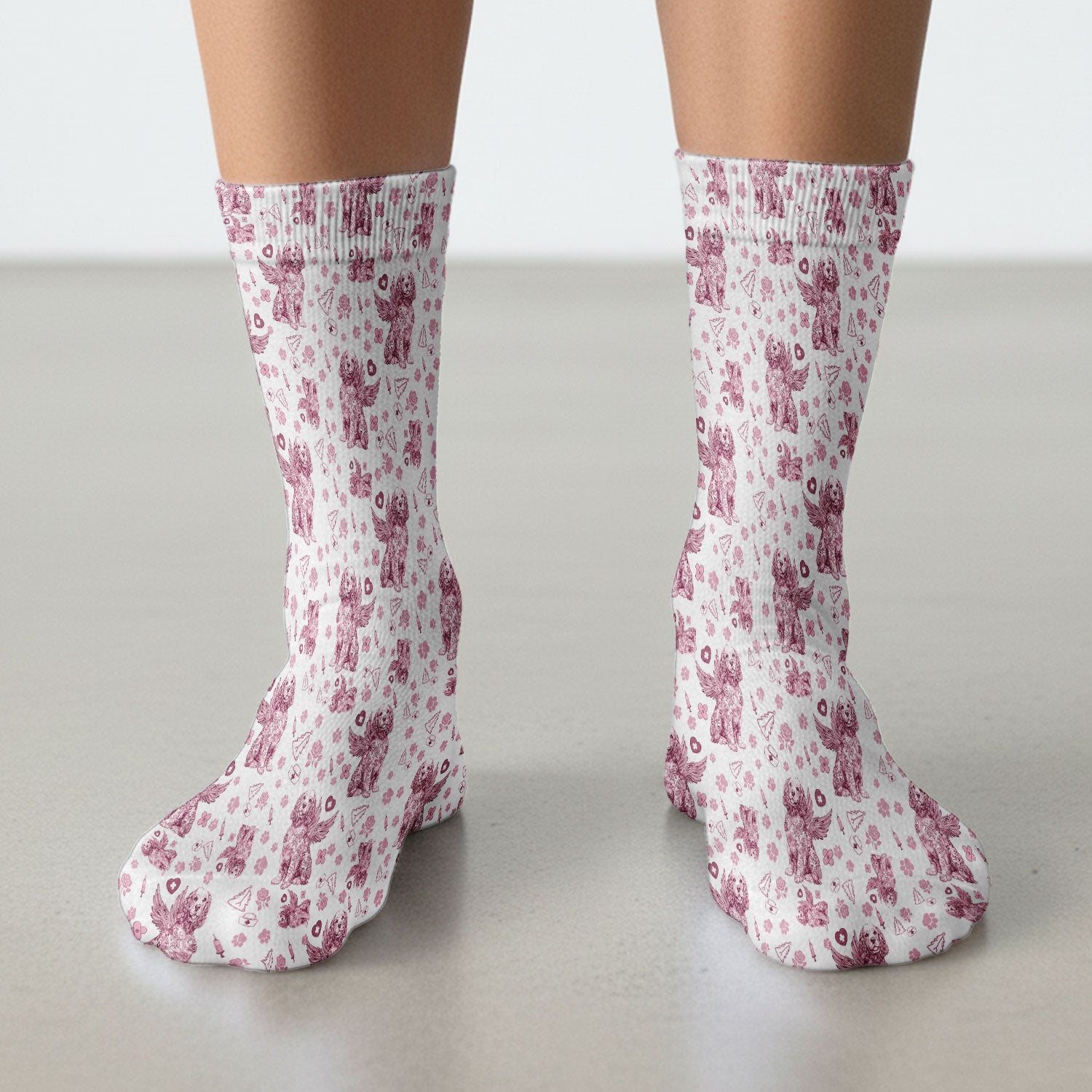 Toile De Jouy Socks for Nurse Doctor - Angel Puppy Adult Socks for Men and Women - Breathable Fabrics Medical Uniform