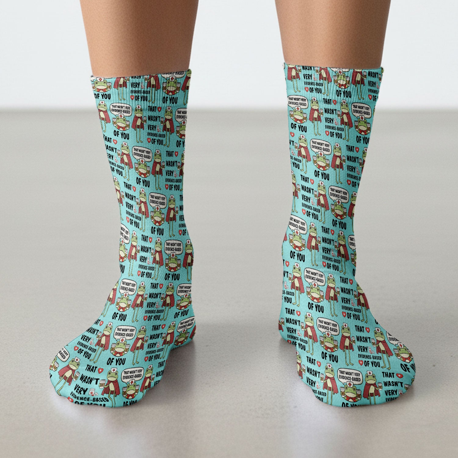 Funny Frog Nurse Quote Medical Pattern, Socks for Nurse Doctor
