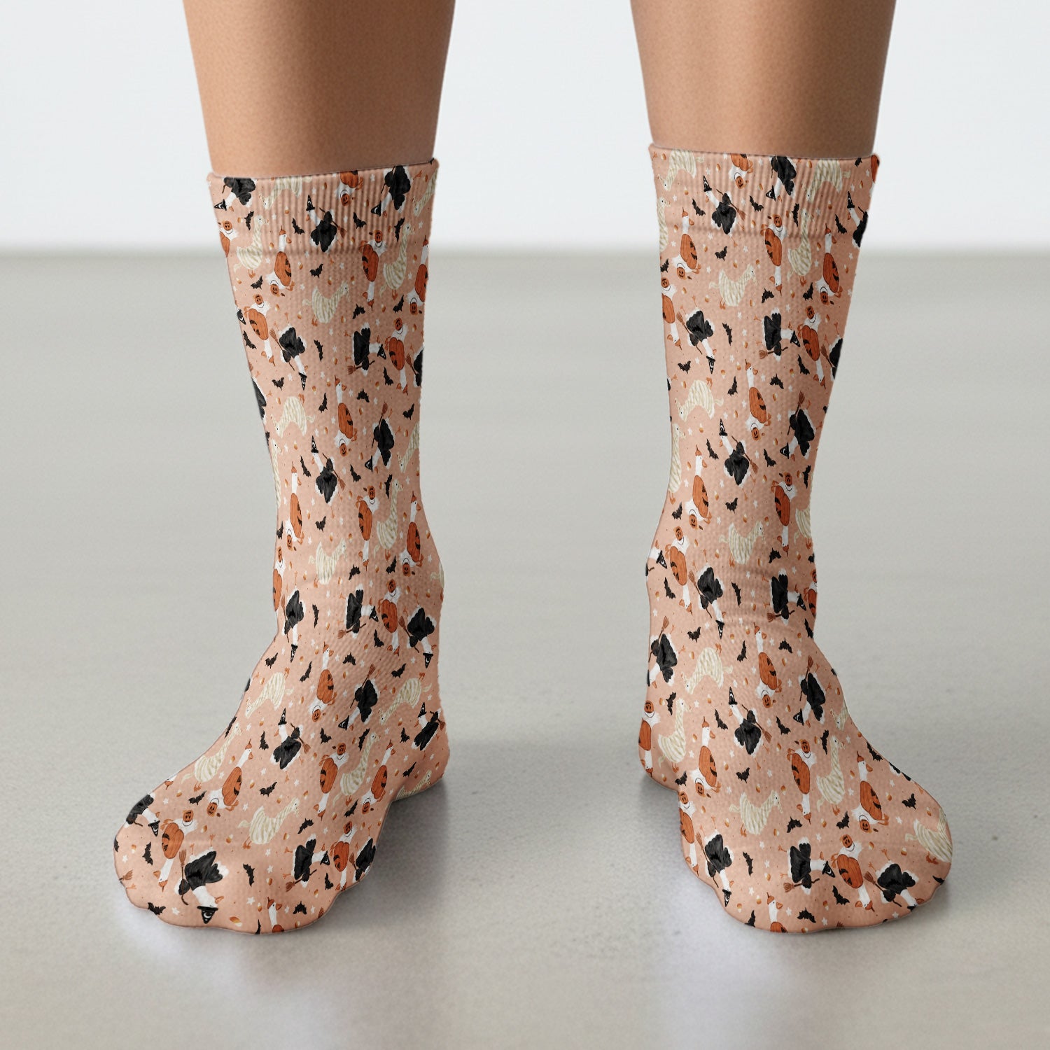 Halloween Goose with Pumpkin Bat Pattern Socks, Adult Socks for Men and Women