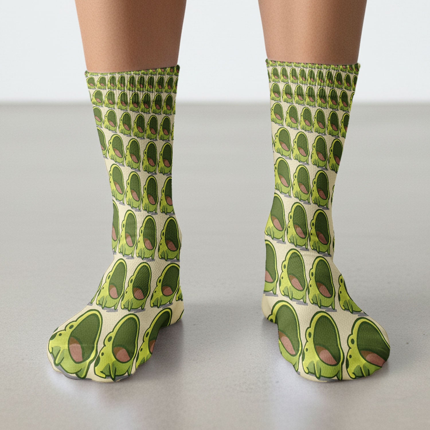 Cute Green Frog Cartoon Pattern Socks, Adult Socks for Men and Women