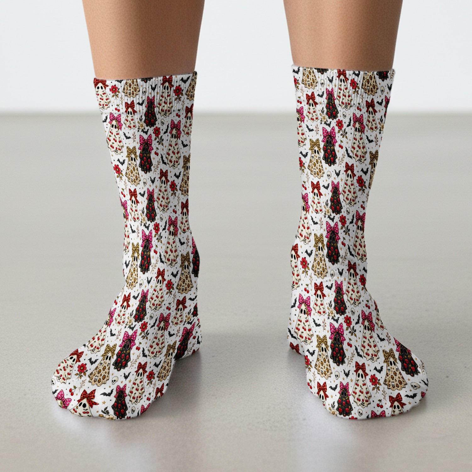 Spooky Halloween Ghost Pattern Socks, Adult Socks for Men and Women