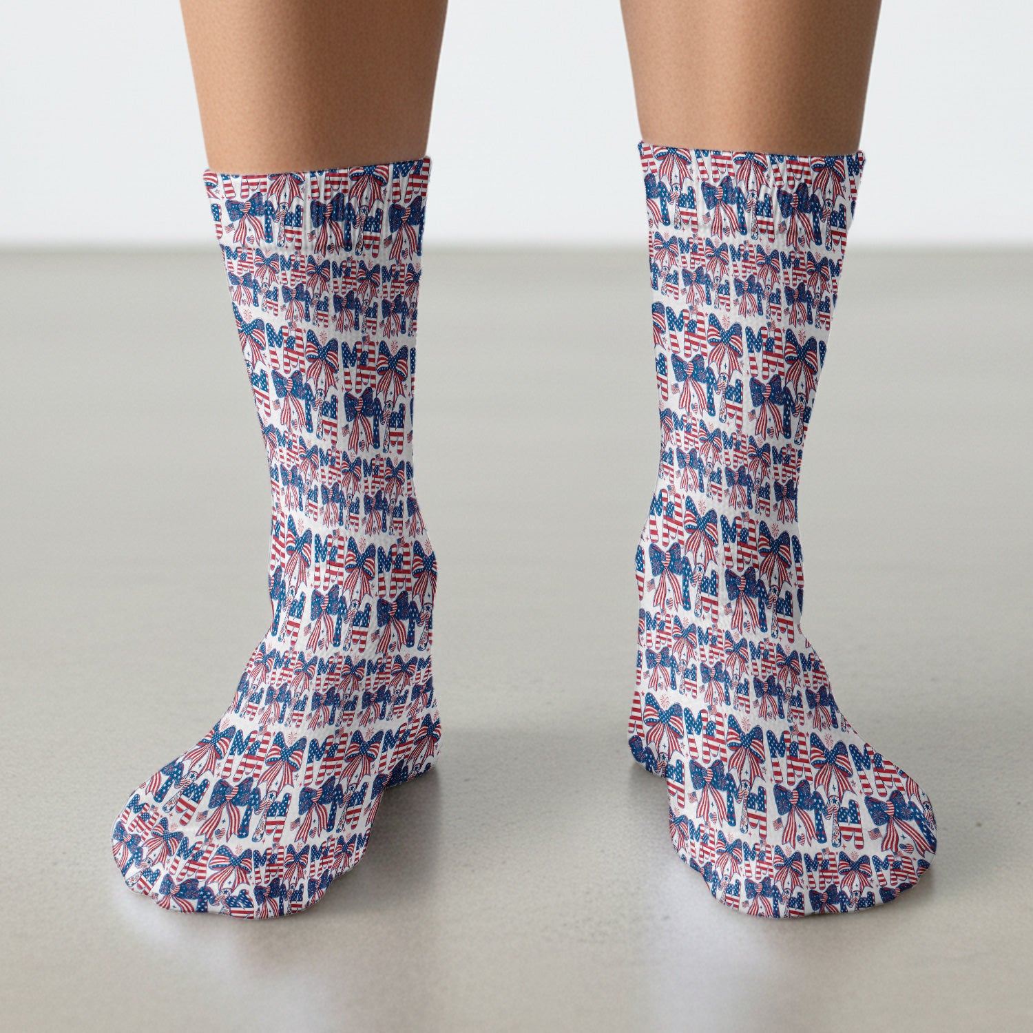 American Flag MAMA Bow Pattern Socks, Breathable Fabrics Medical Uniform