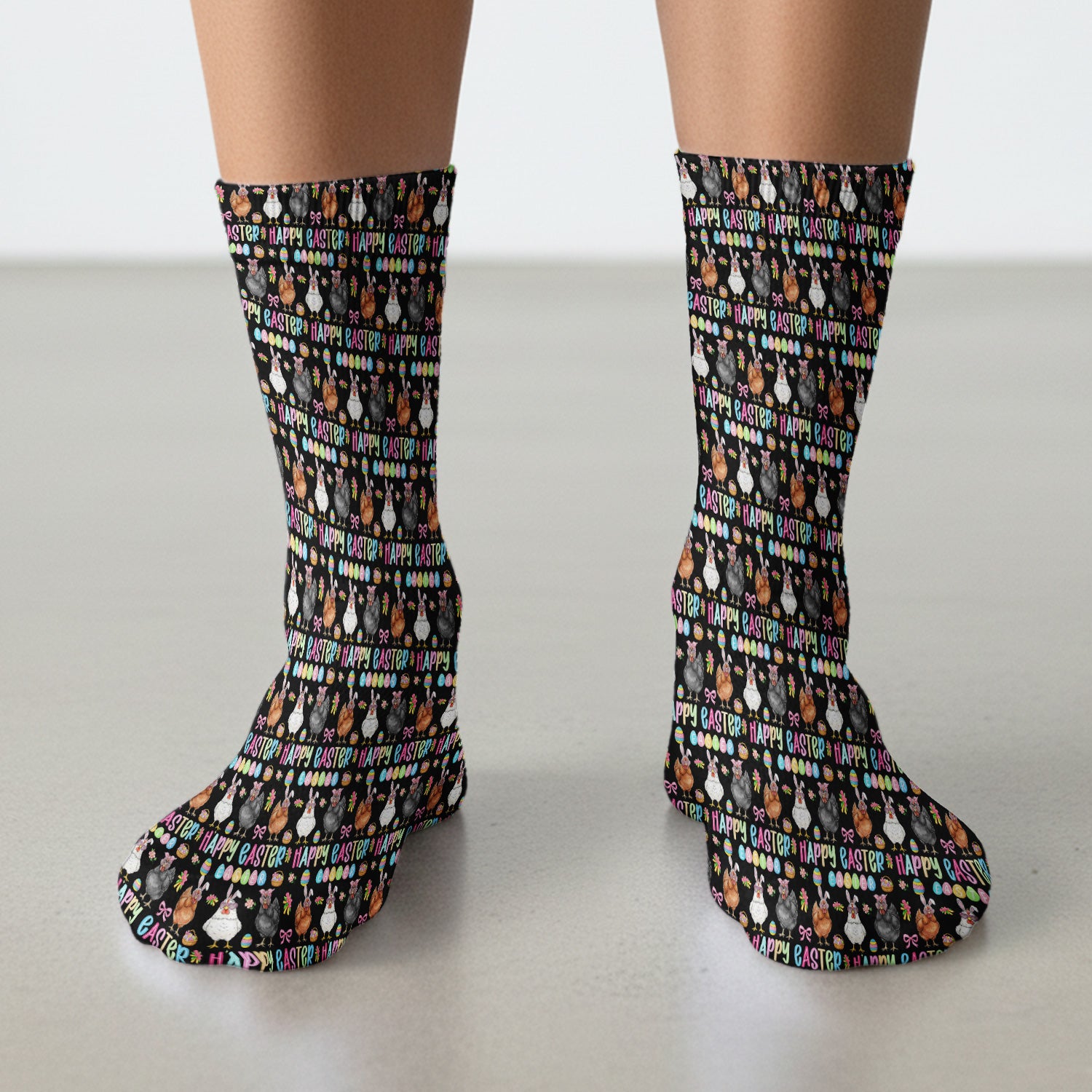 Happy Easter Bunny Eggs Pattern Socks, Adult Socks for Men and Women