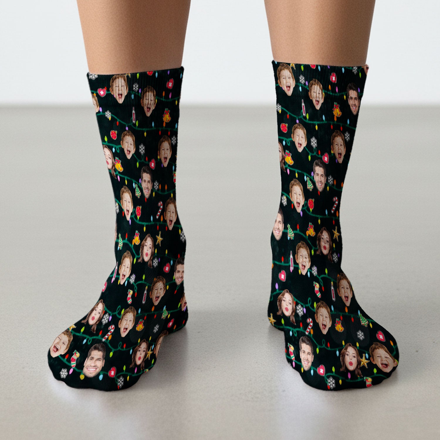 Personalized Xmas Photo Scrub Socks, Christmas Custom Face Scrub Sock, Breathable Fabrics Nursing Uniform