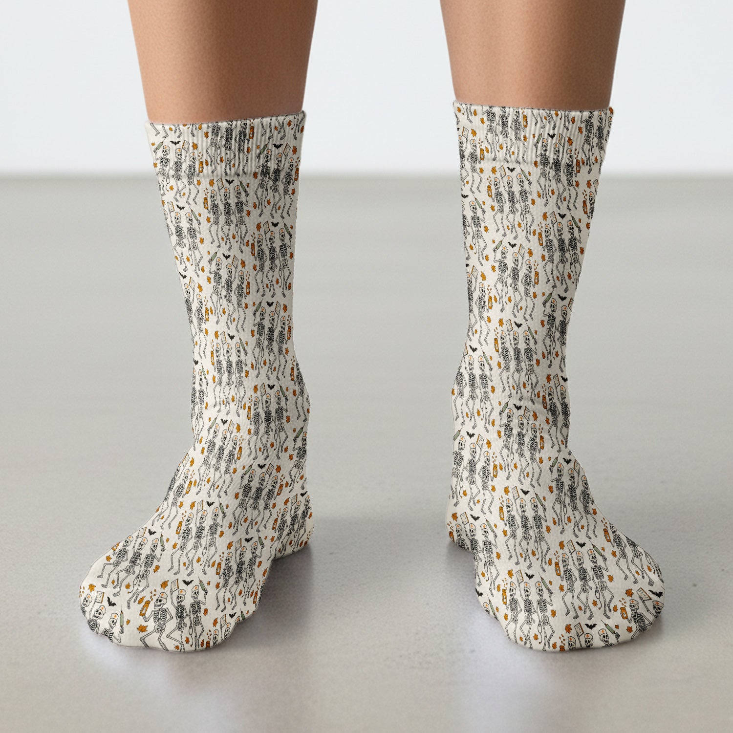Funny Halloween Skeleton Pattern Socks, Adult Socks for Men and Women