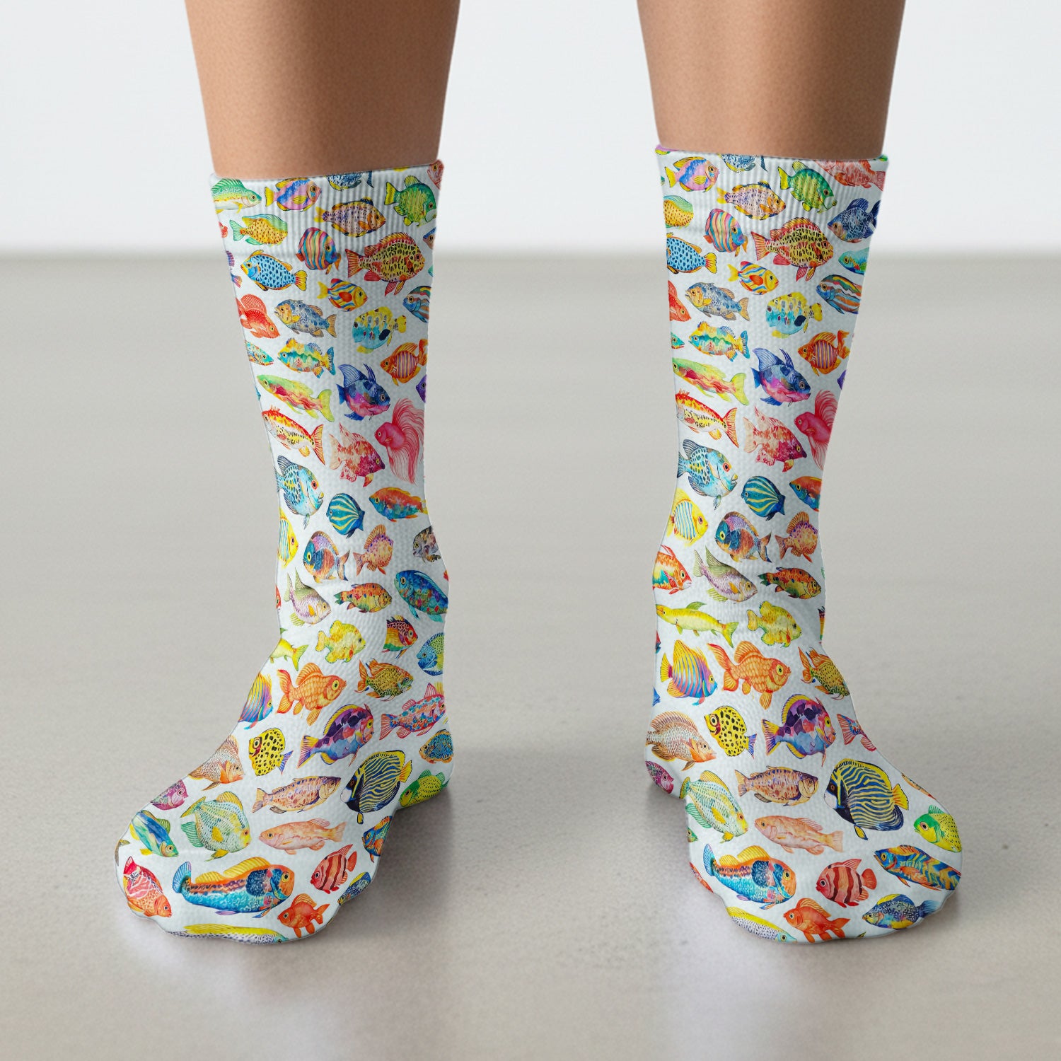 Colorful Tropical Fish Pattern Socks, Adult Socks for Men and Women