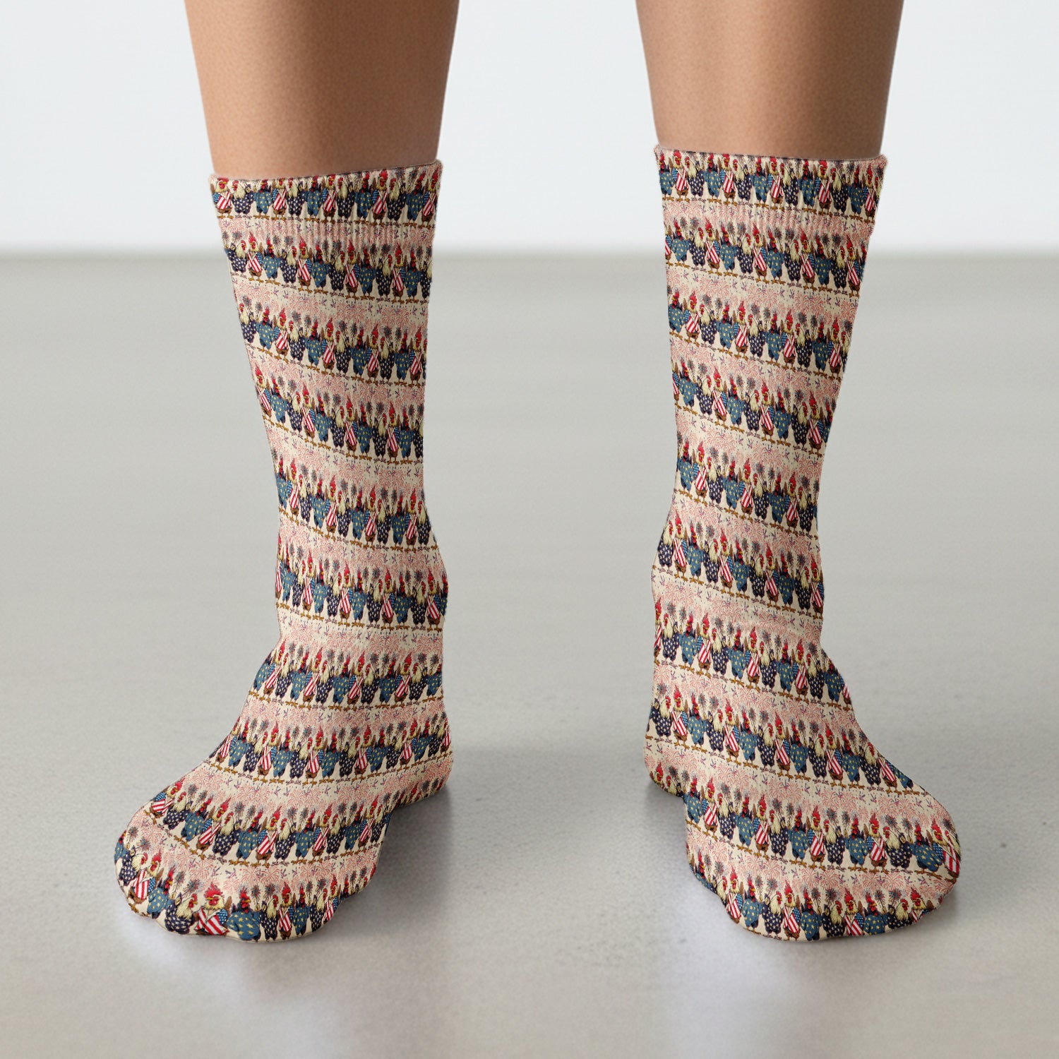 Patriotic Rooster Fireworks Pattern Socks, Breathable Fabrics Medical Uniform