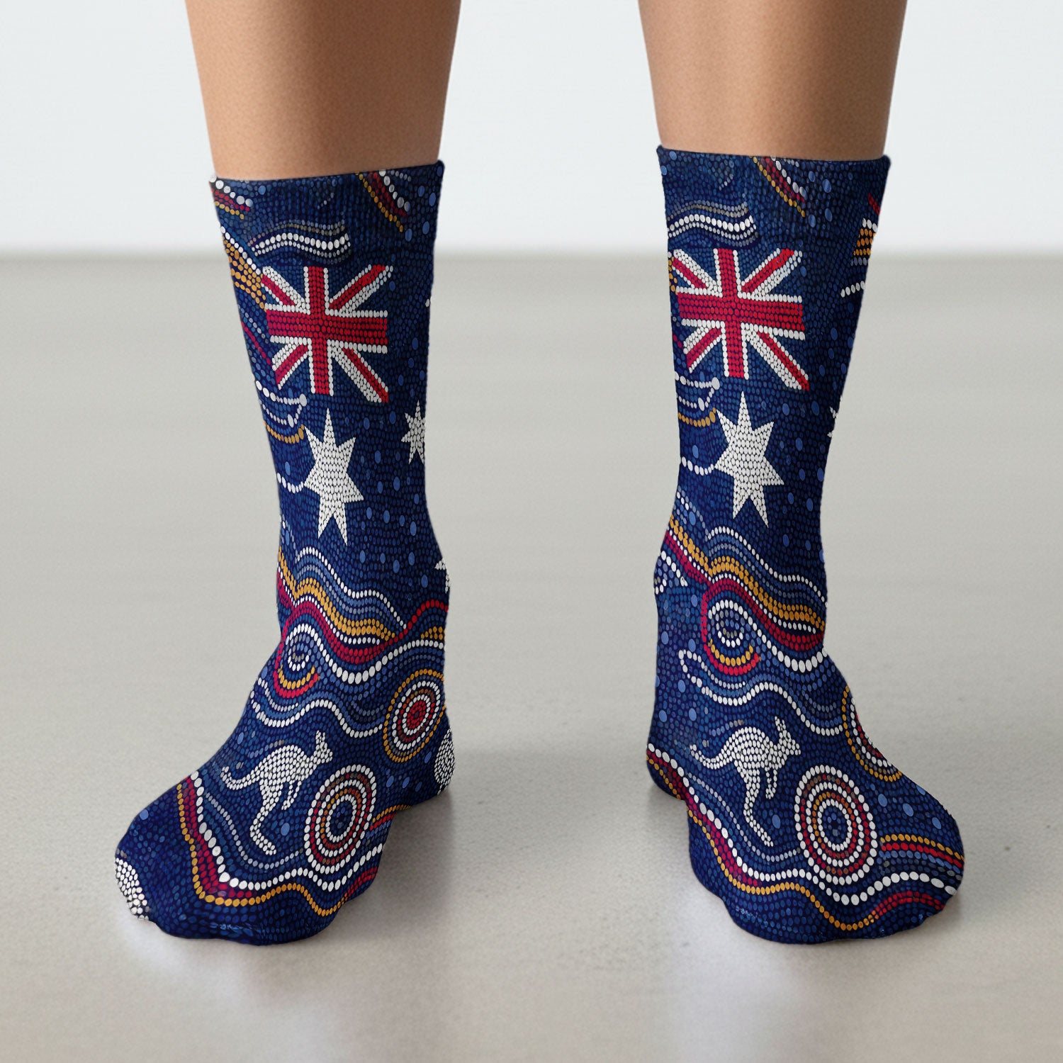 Australian Aboriginal Art Pattern Nurse Scrub Socks, Kangaroo Dot Nurses Sock For Women, Breathable Fabrics Nursing Uniform