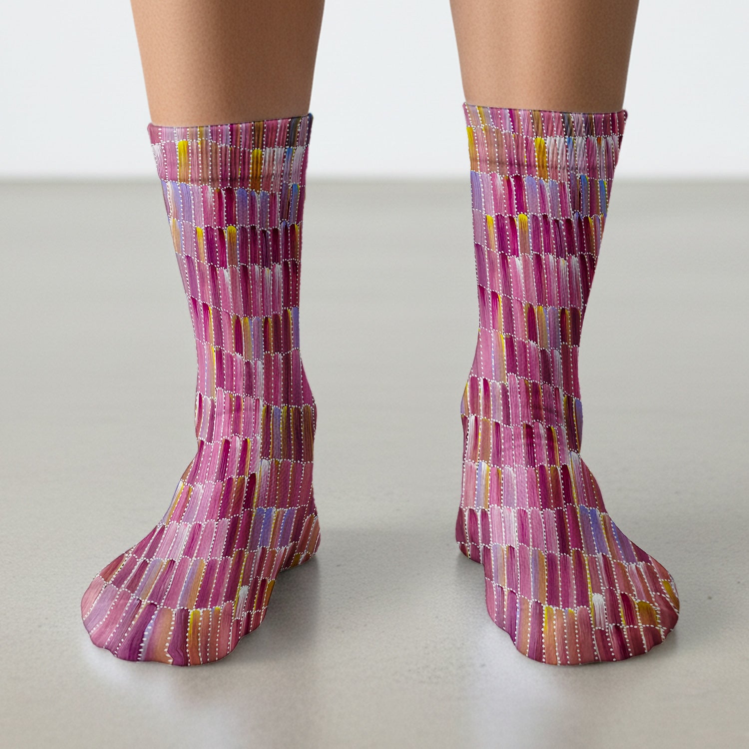 Colorful Abstract Brushstroke Dotted Pattern Socks, Adult Socks for Men and Women