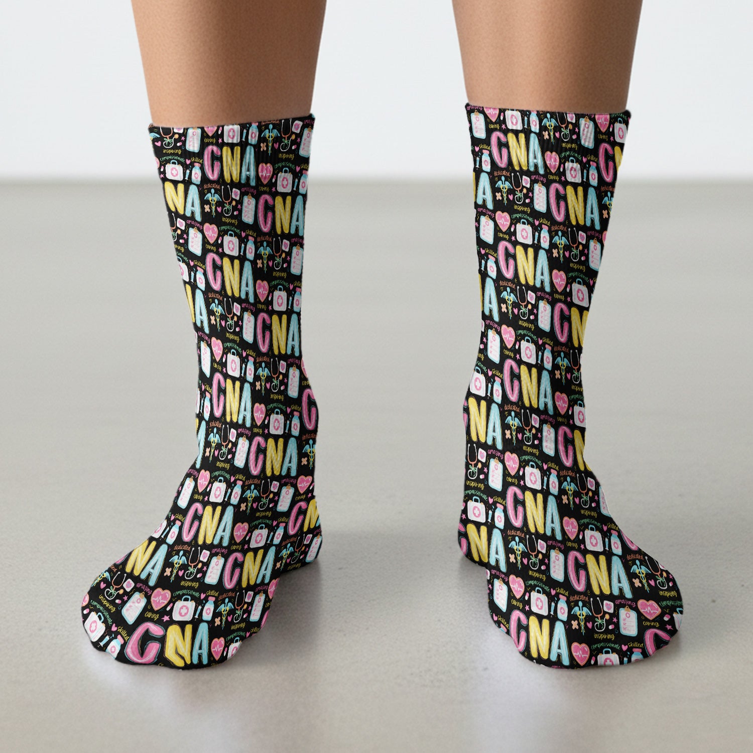 CNA Nurse Appreciation Pattern Socks, Breathable Fabrics Medical Uniform