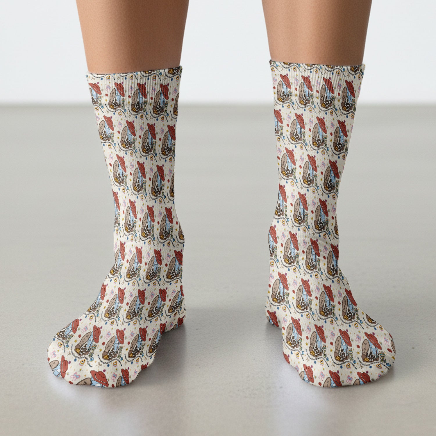 Western Cowgirl Country Medical Pattern Socks, Adult Socks for Men and Women
