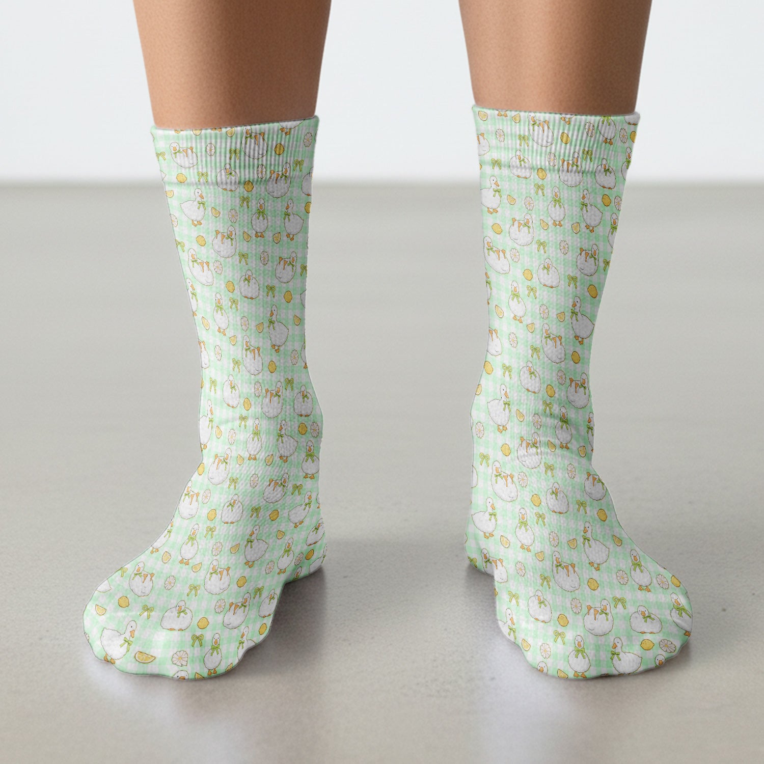 Adorable Ducks Lemon Daisy Pattern Socks, Socks for Nurse Doctor