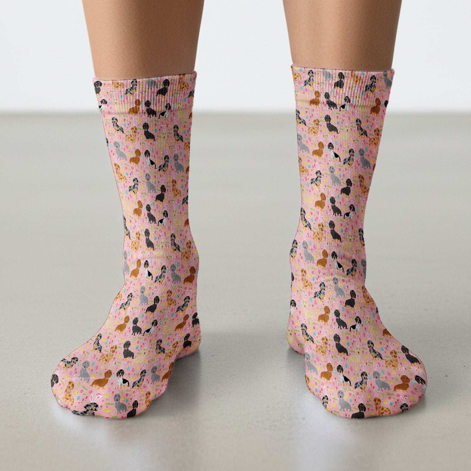 Easter Dachshund Dog Pattern Socks, Socks for Nurse Doctor