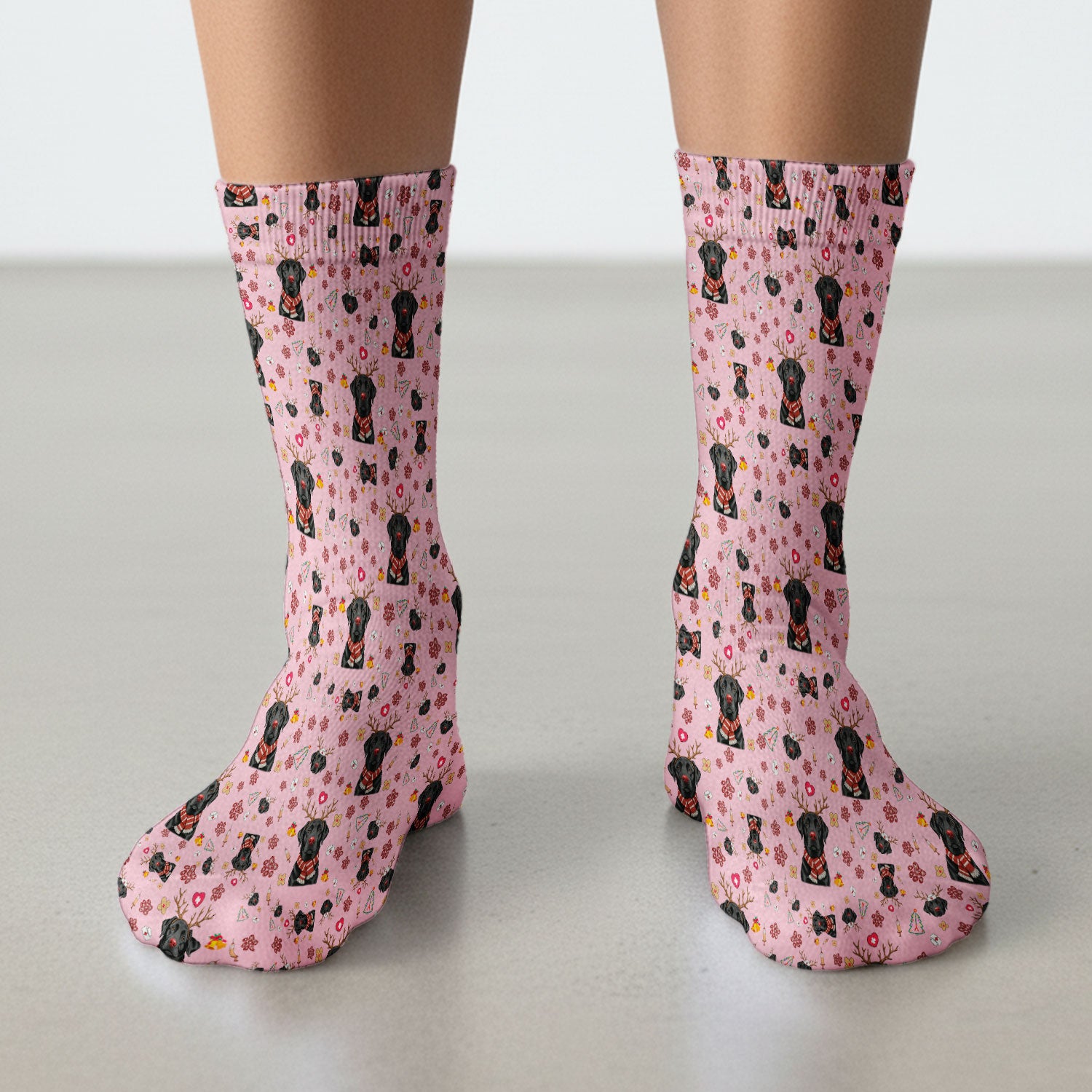 Funny Black Lab Reindeer Socks for Nurse Doctor - Christmas Puppy Adult Socks for Men and Women