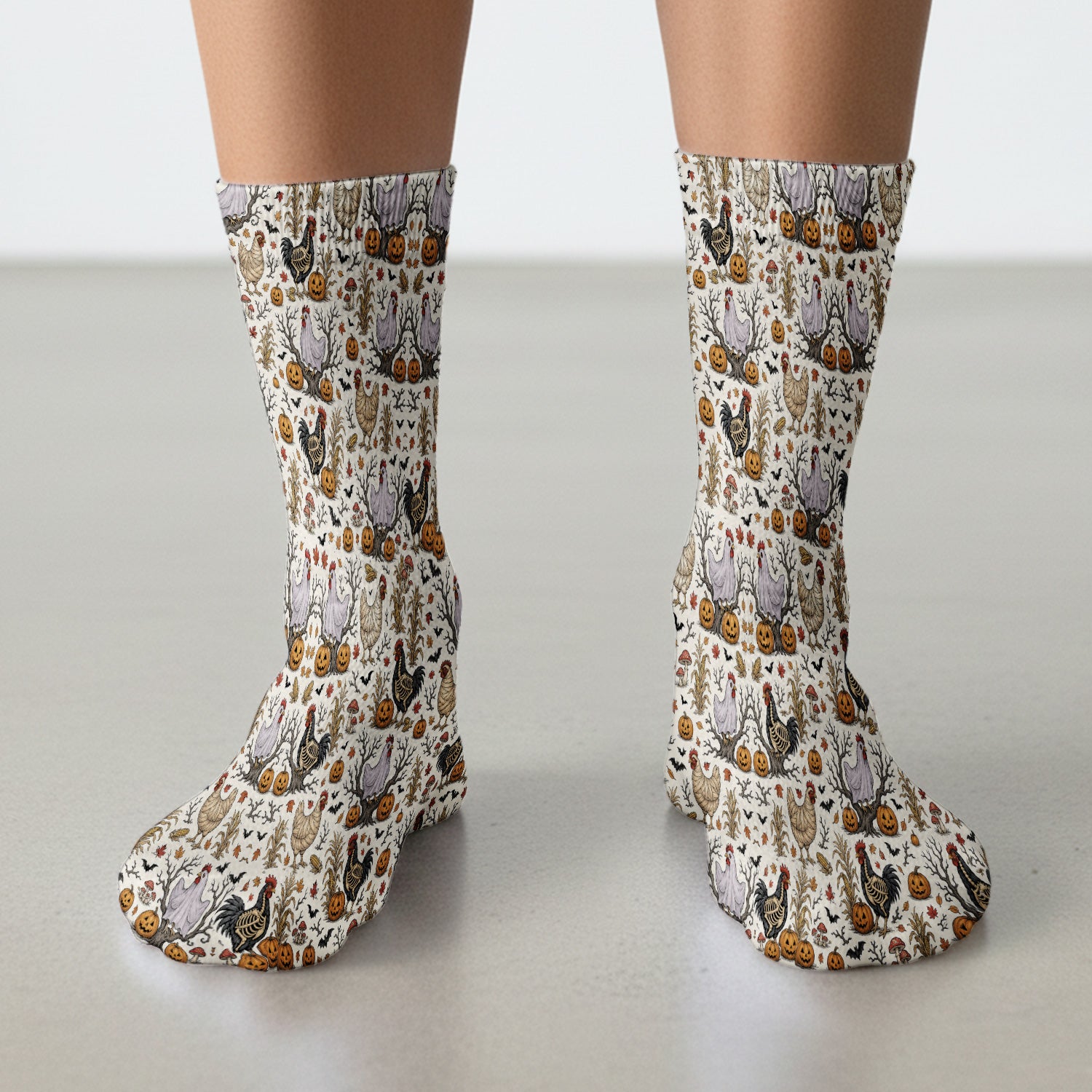 Halloween Skeleton Chickens Pattern Socks, Adult Socks for Men and Women