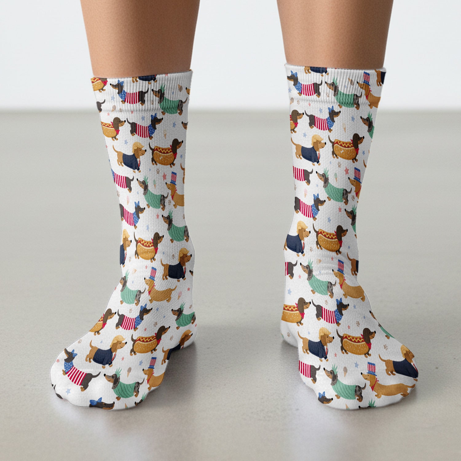 Funny Patriotic Dachshund Costume Dogs Pattern Sock, Breathable Fabrics Medical Uniform