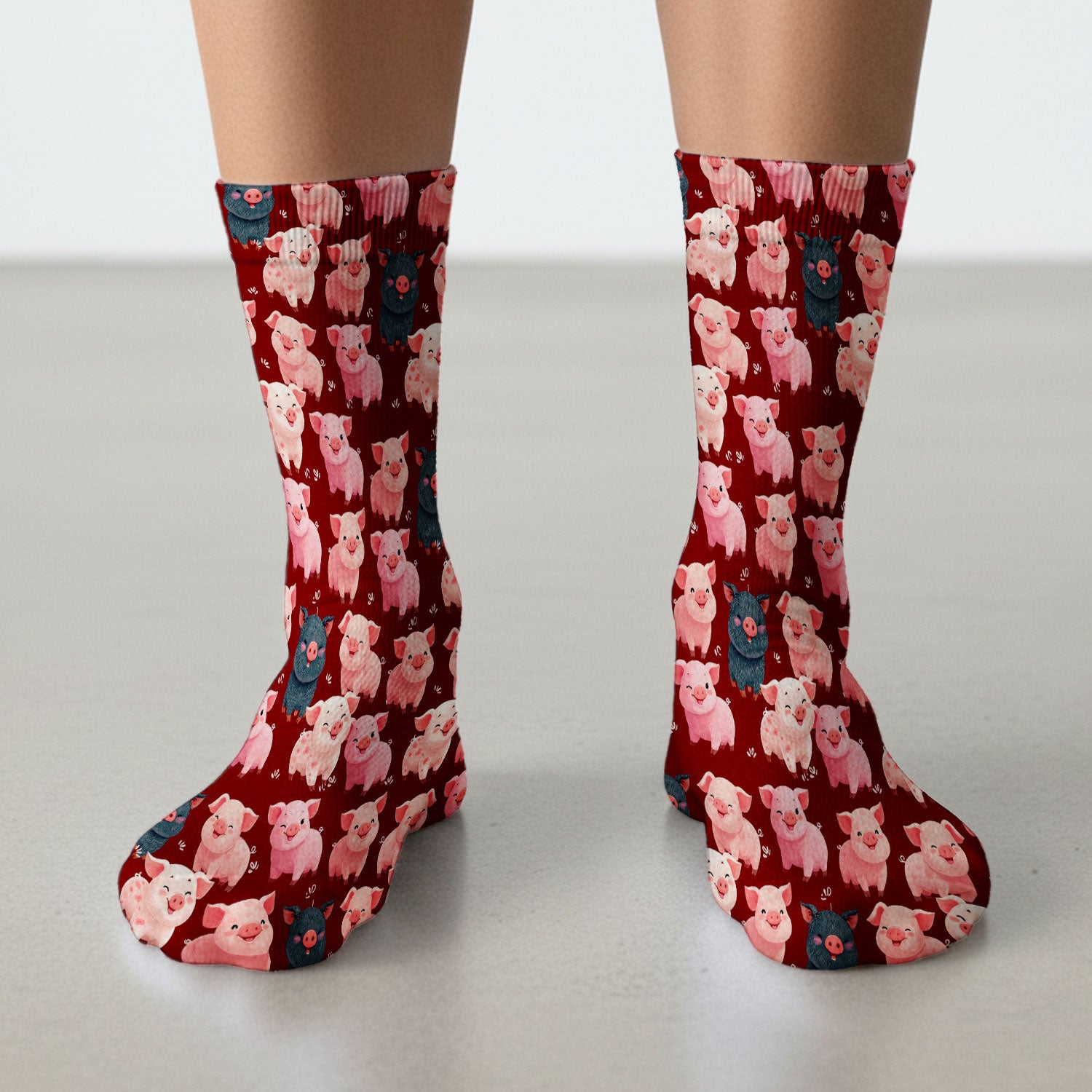Funny Farm Pig Cartoon Pattern Socks, Breathable Fabrics Medical Uniform