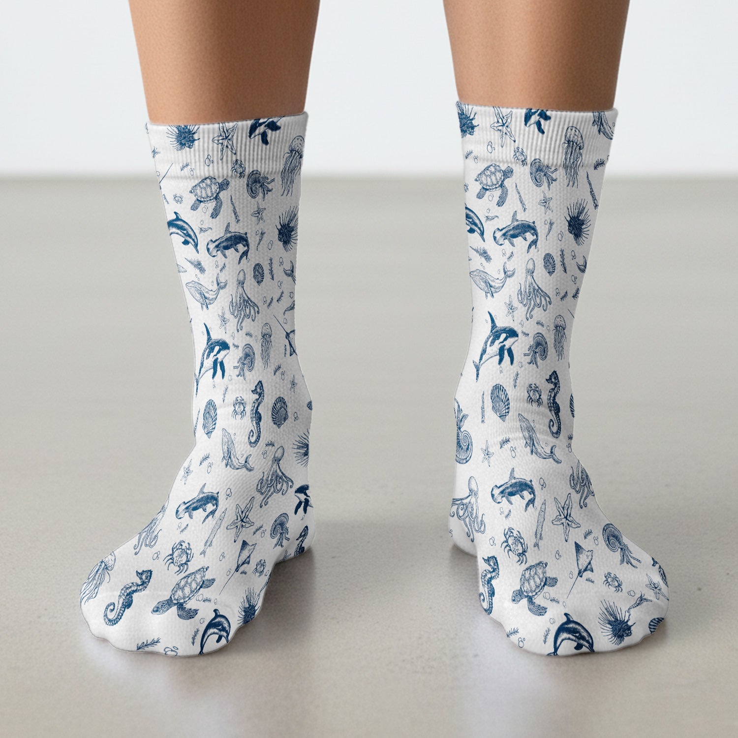 Marine Sea Life Pattern Sock, Breathable Fabrics Medical Uniform